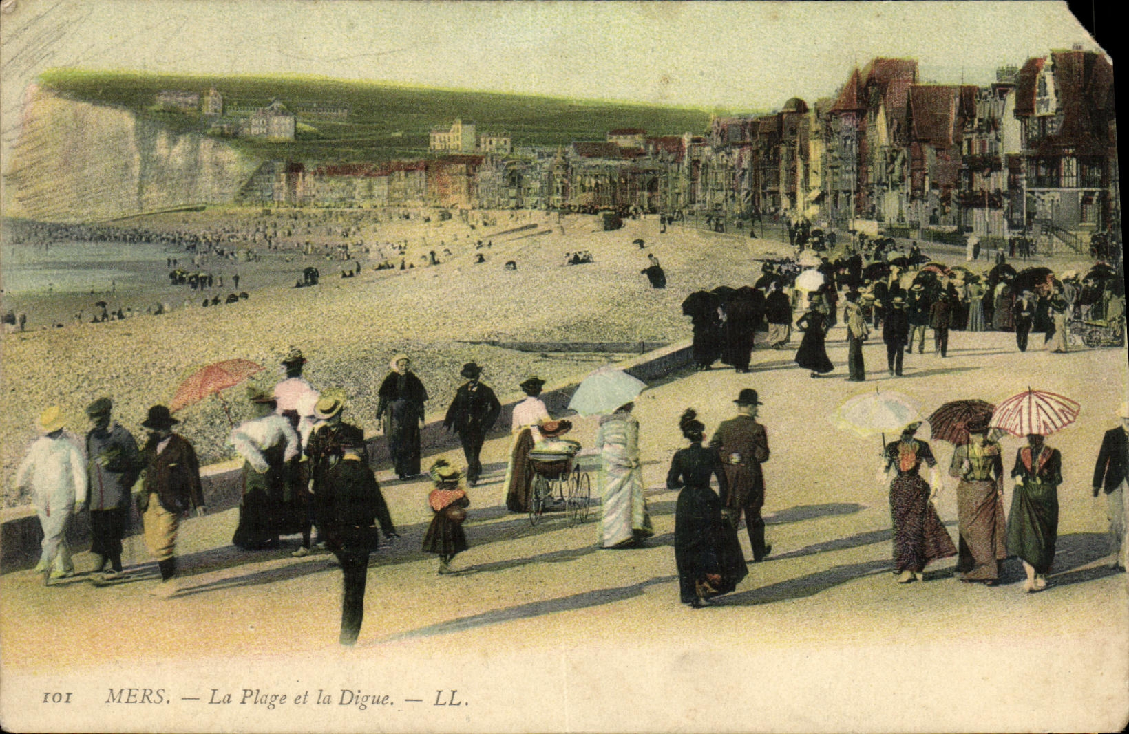 VINTAGE POSTCARD Seas the Beach and the Dam