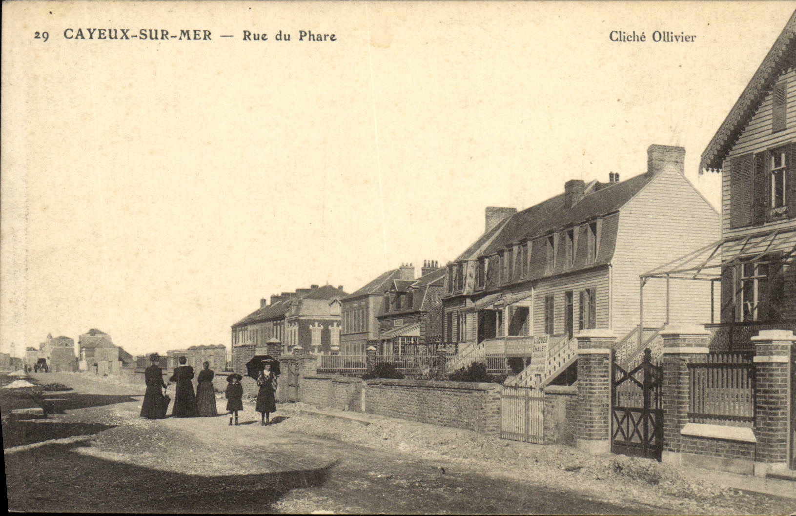 VINTAGE POSTCARD Cayeux On Sea Street of Lighthouse