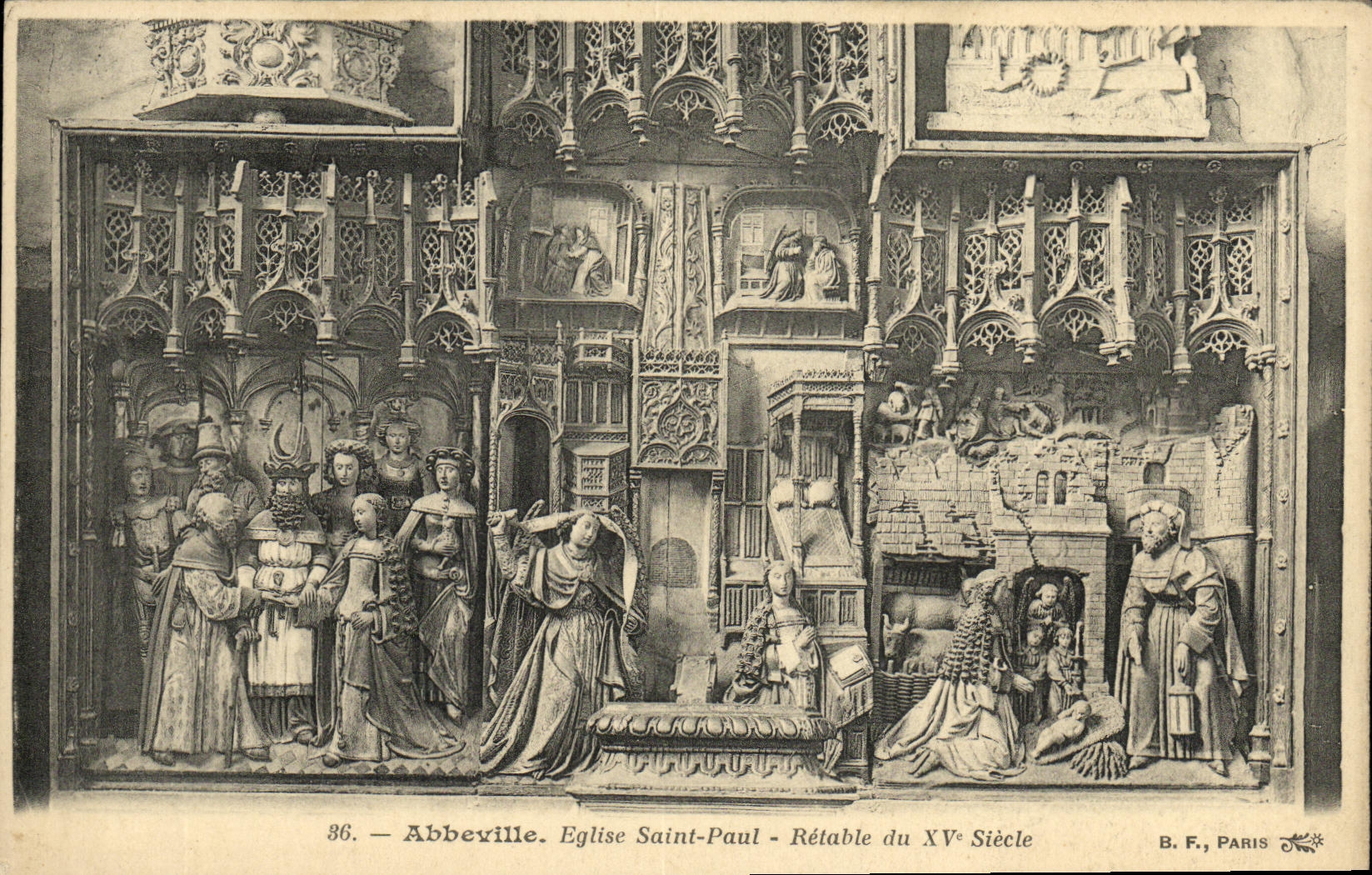 VINTAGE POSTCARD Abbeville Church Saint Paul Retable of 15th