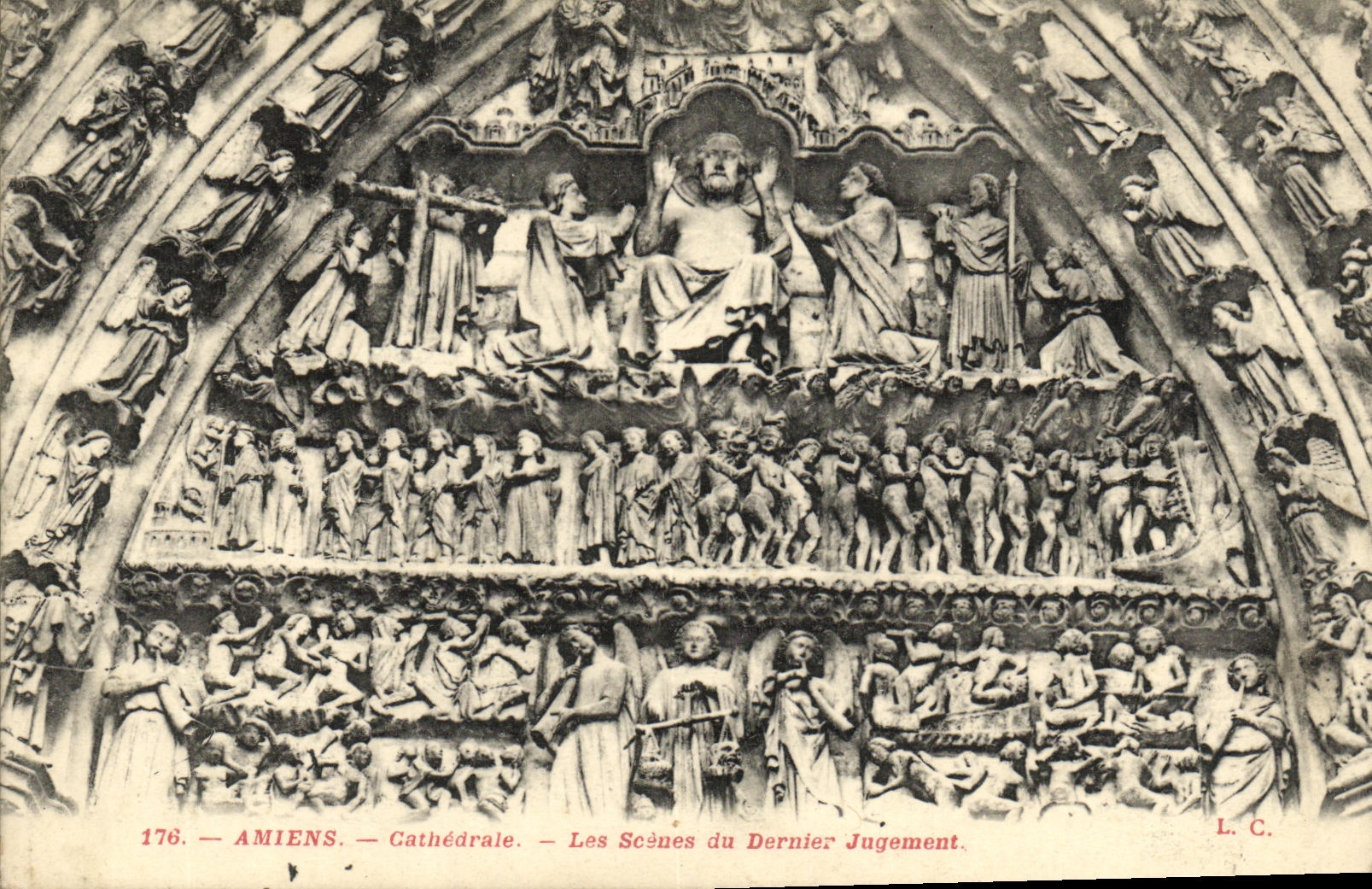 VINTAGE POSTCARD Amiens Cathedral Scenes of the Last Judgment