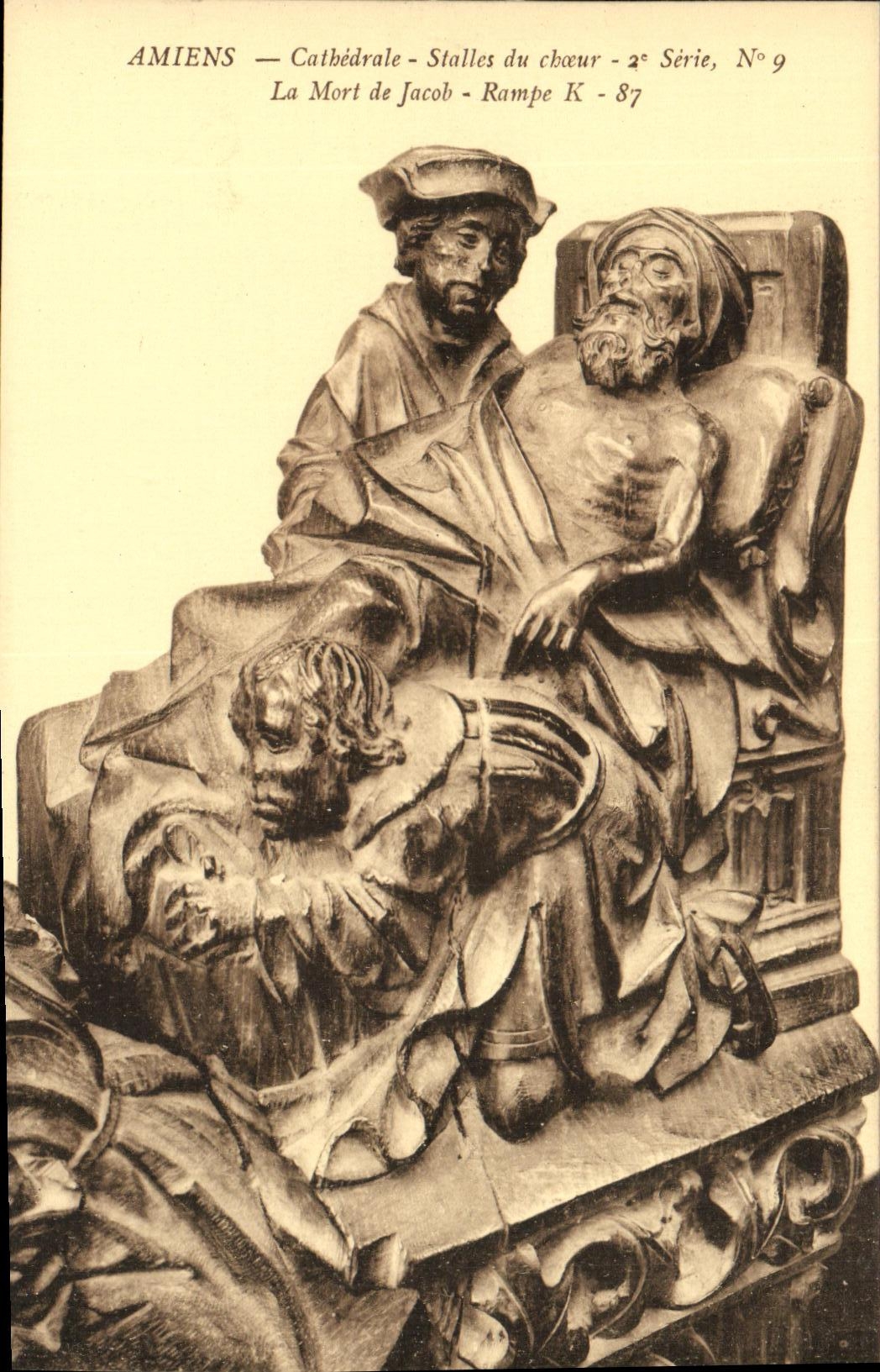 VINTAGE POSTCARD Amiens Cathedral Stalls of the Chorus the death of Jacob