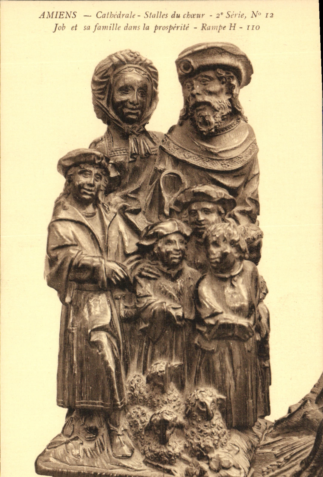 VINTAGE POSTCARD Amiens Cathedral Stalls of the Chorus Job and its family in prosperity