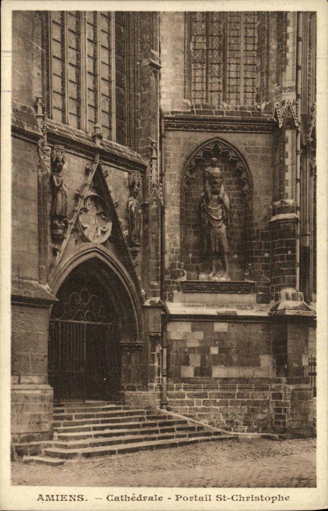 VINTAGE POSTCARD Amiens Cathedral Gate St Christophe