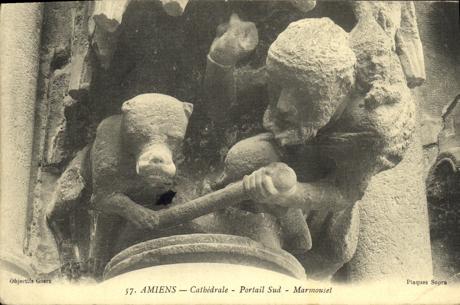 VINTAGE POSTCARD Amiens Cathedral Southern Gate Marmouset