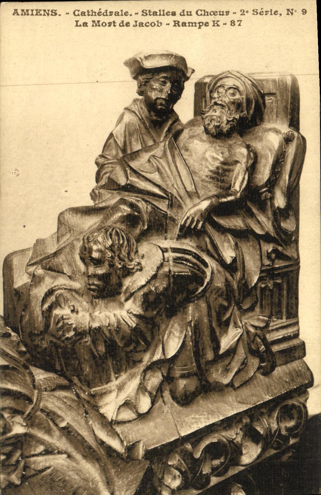 VINTAGE POSTCARD Amiens Cathedral Stalls Of the Chorus the Death of Jacob