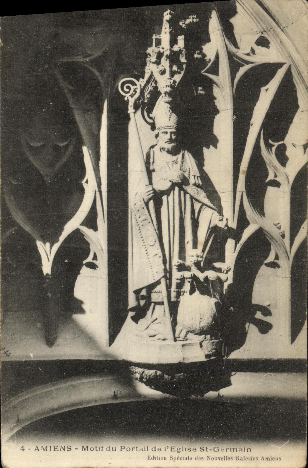 VINTAGE POSTCARD Amiens Motit of the Gate of L Church German St