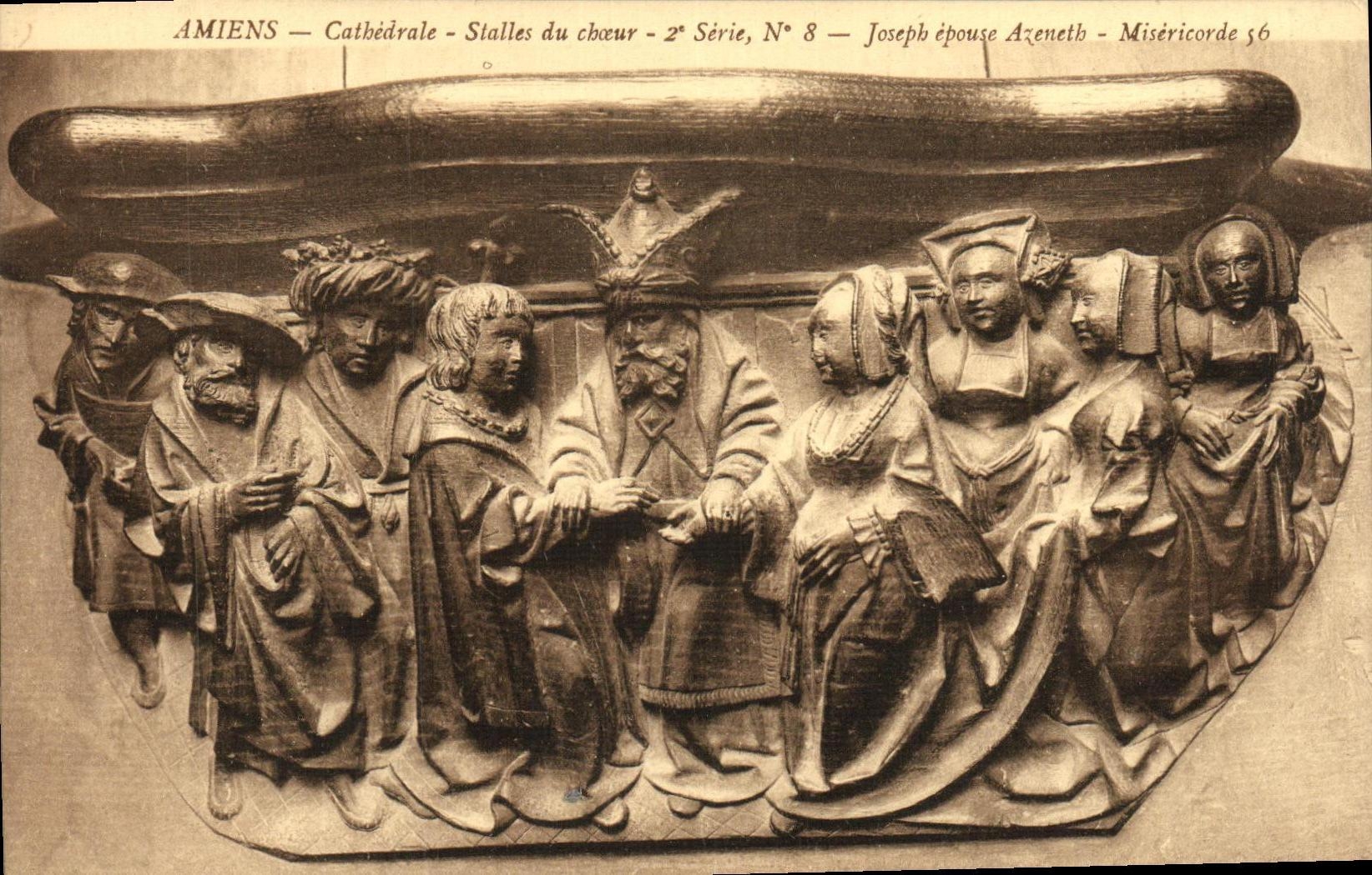 VINTAGE POSTCARD Amiens Cathedrale Joseph Stalls marries Azeneth