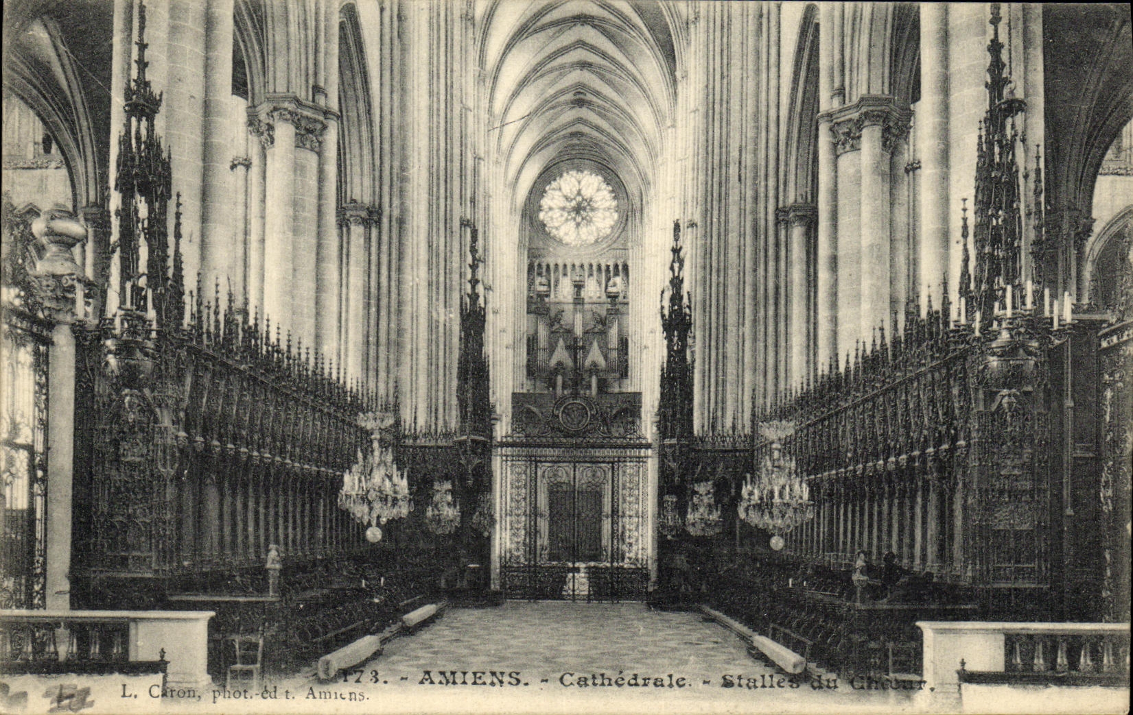 VINTAGE POSTCARD Amiens Cathedral Stalls of the Chorus
