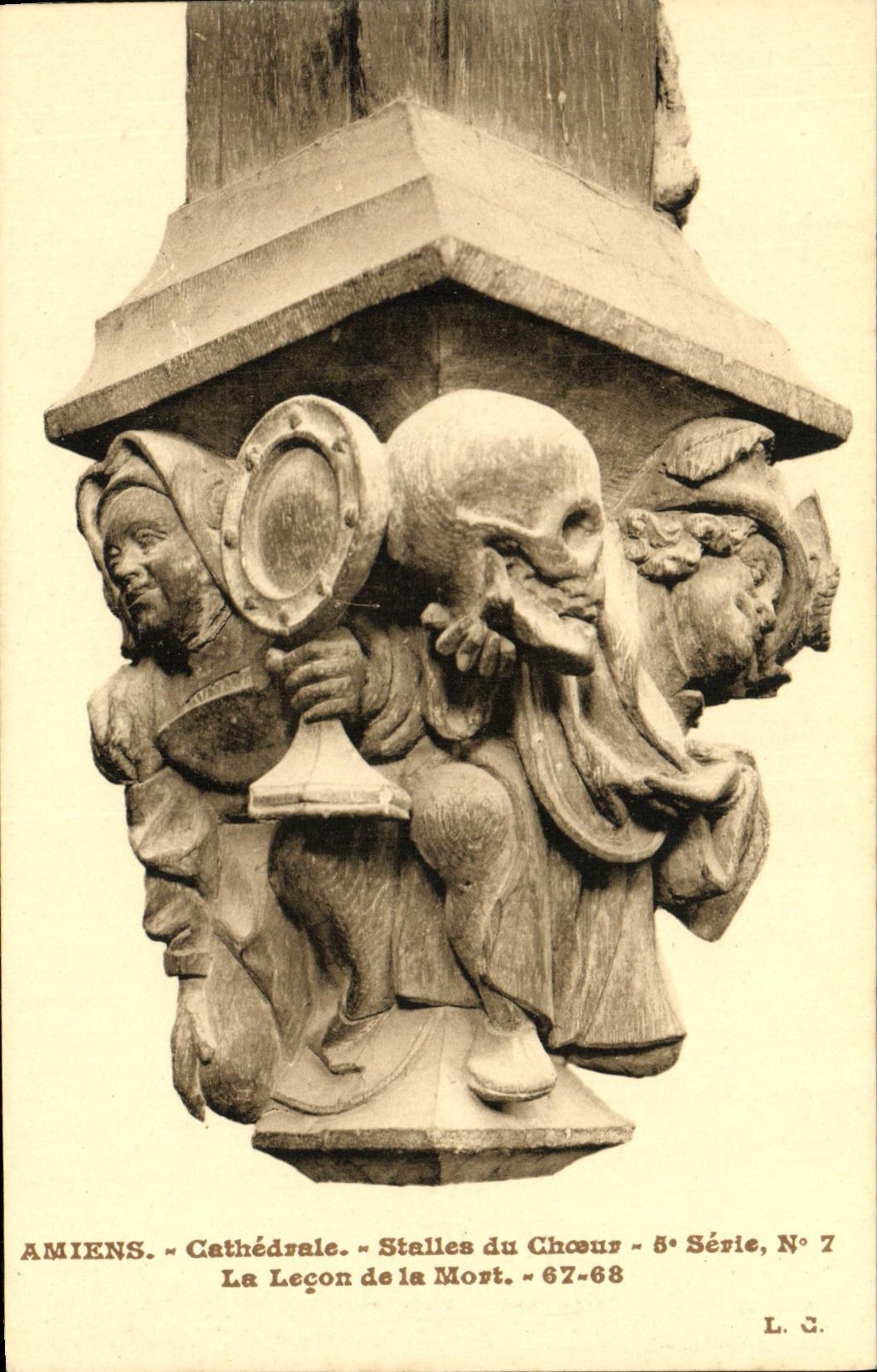 VINTAGE POSTCARD Amiens Cathedral Stalls of the Chorus the Lesson of Death