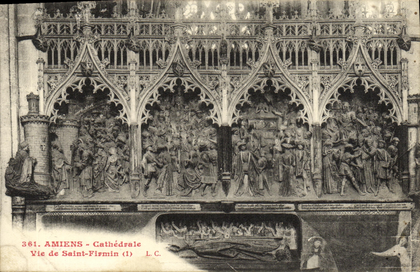 VINTAGE POSTCARD Amiens Cathedral Life of Firmin Saint