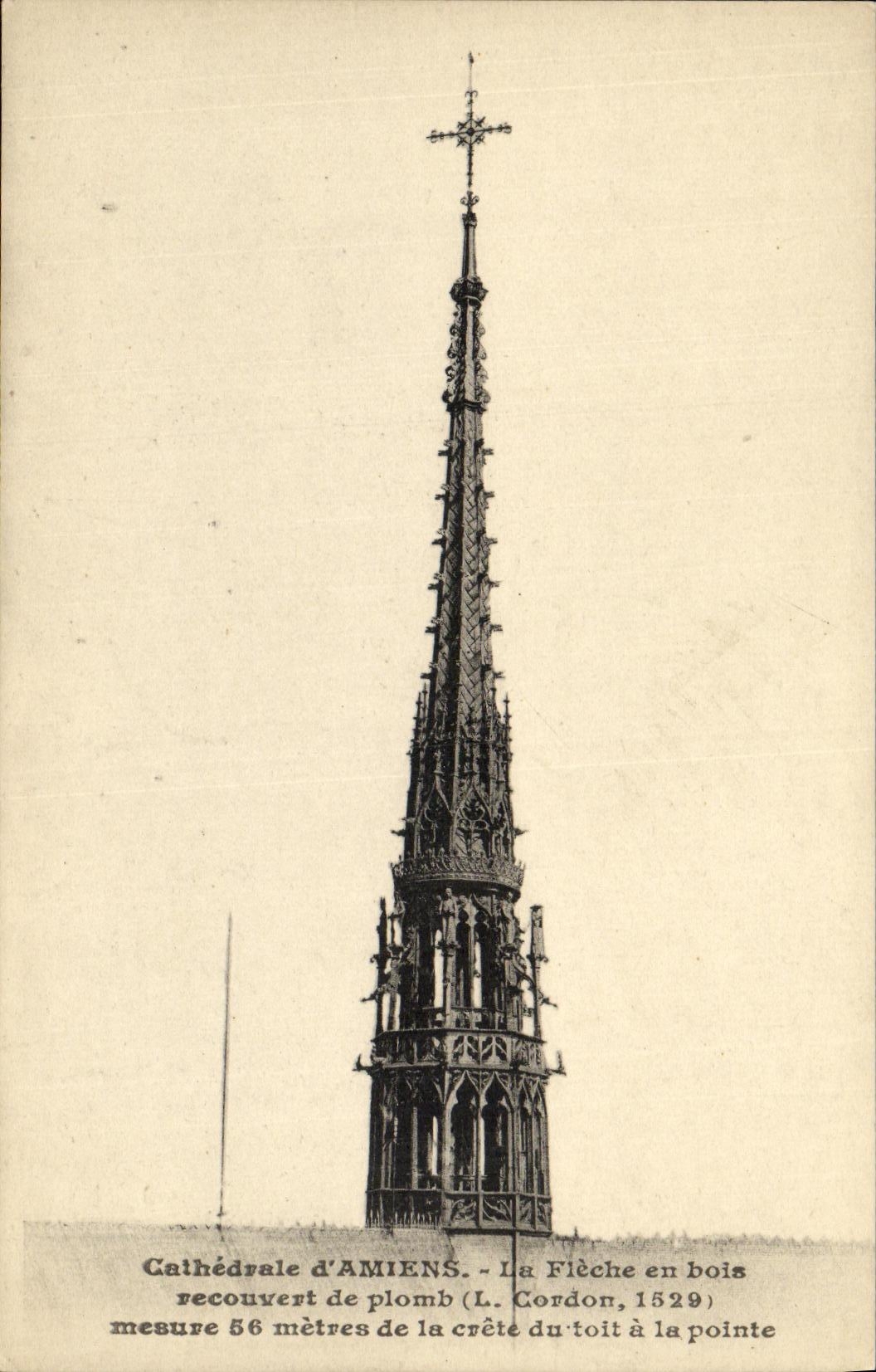 VINTAGE POSTCARD Amiens the Small Tower Of the Cathedral the Arrow out of Wooden covered with Lead