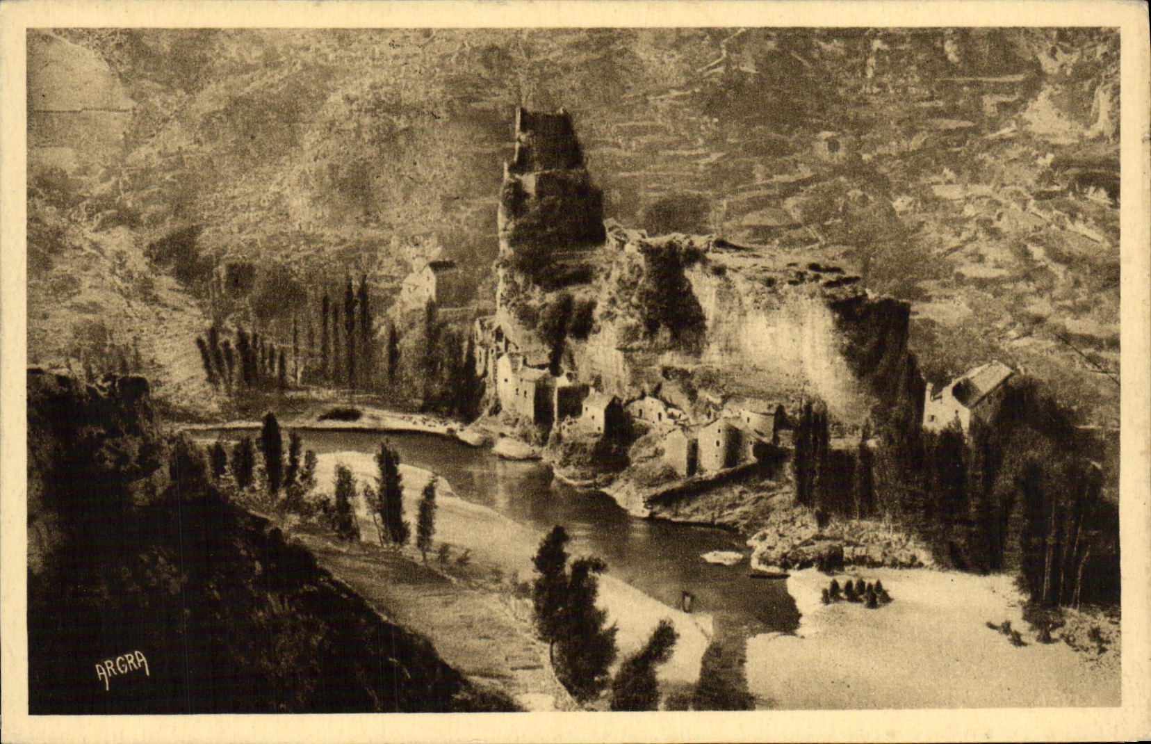 VINTAGE POSTCARD Gorges of the Tarn Castelbouc