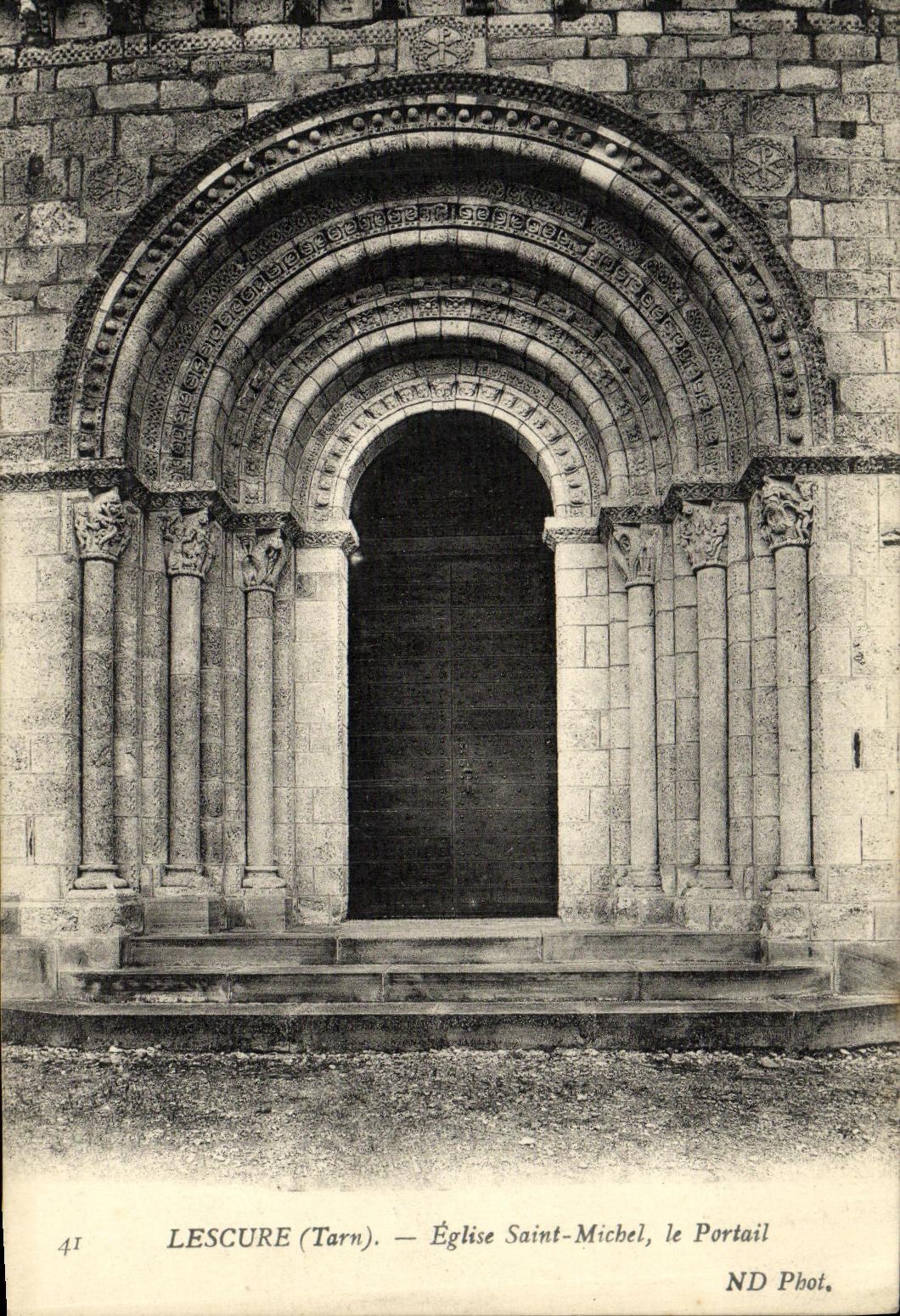 VINTAGE POSTCARD Lescure Church Saint Michel the Gate