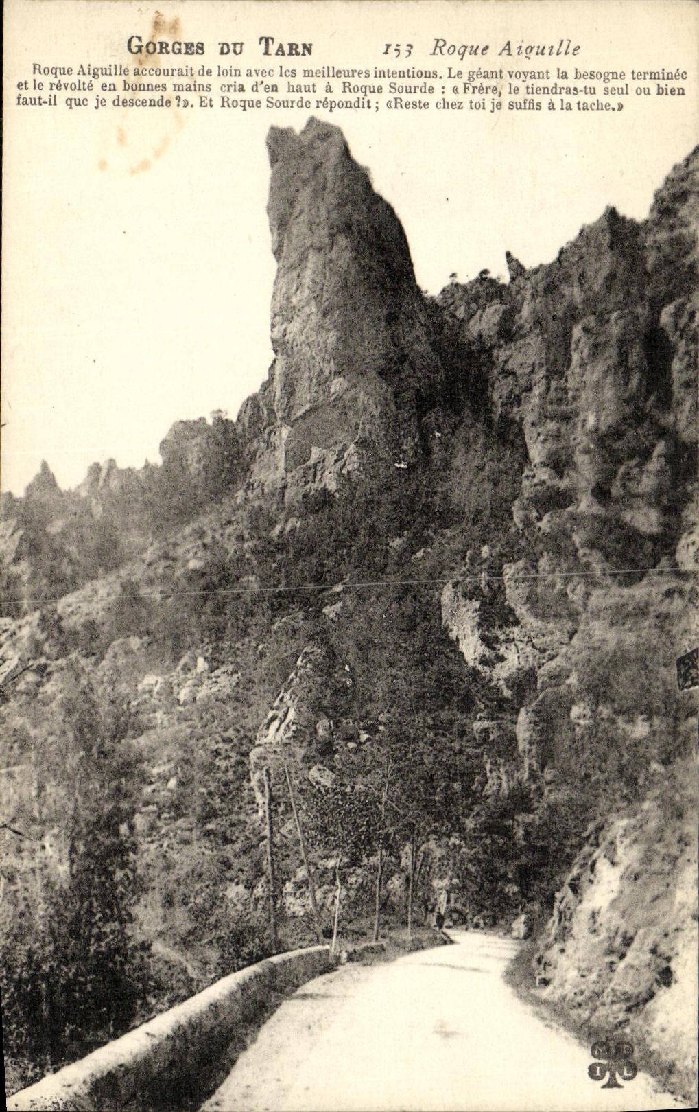 VINTAGE POSTCARD Gorges of the Tarn Auiguille Castling