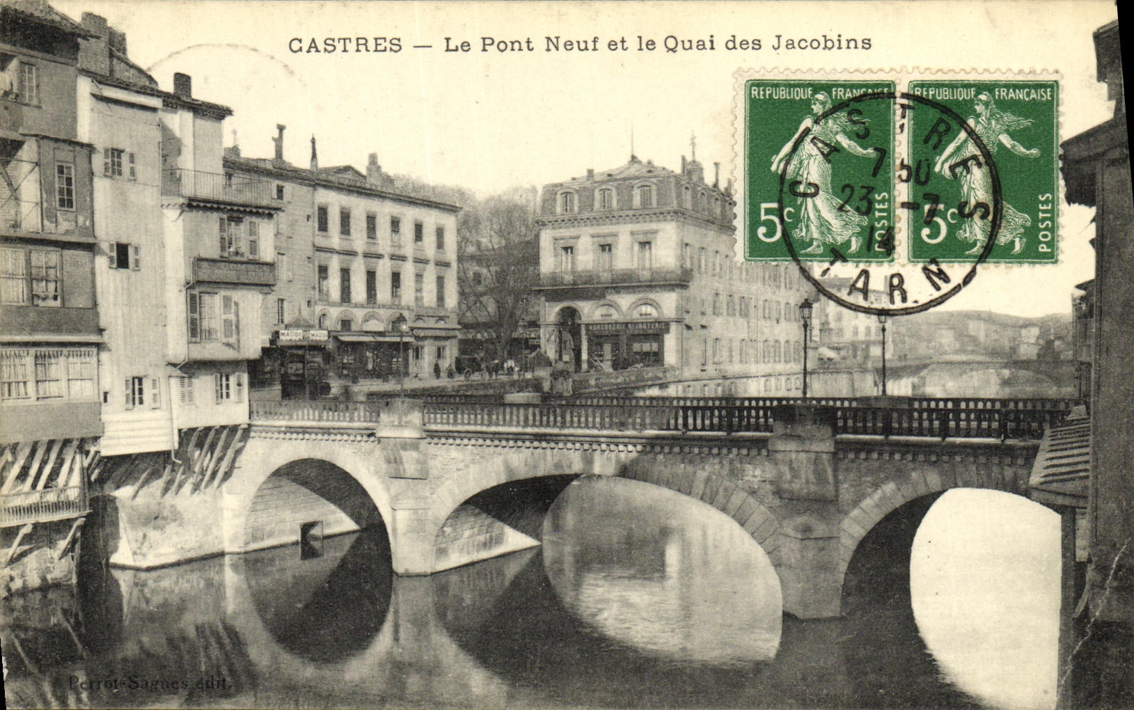 VINTAGE POSTCARD Castres the New Bridge and the Quay Jacobins