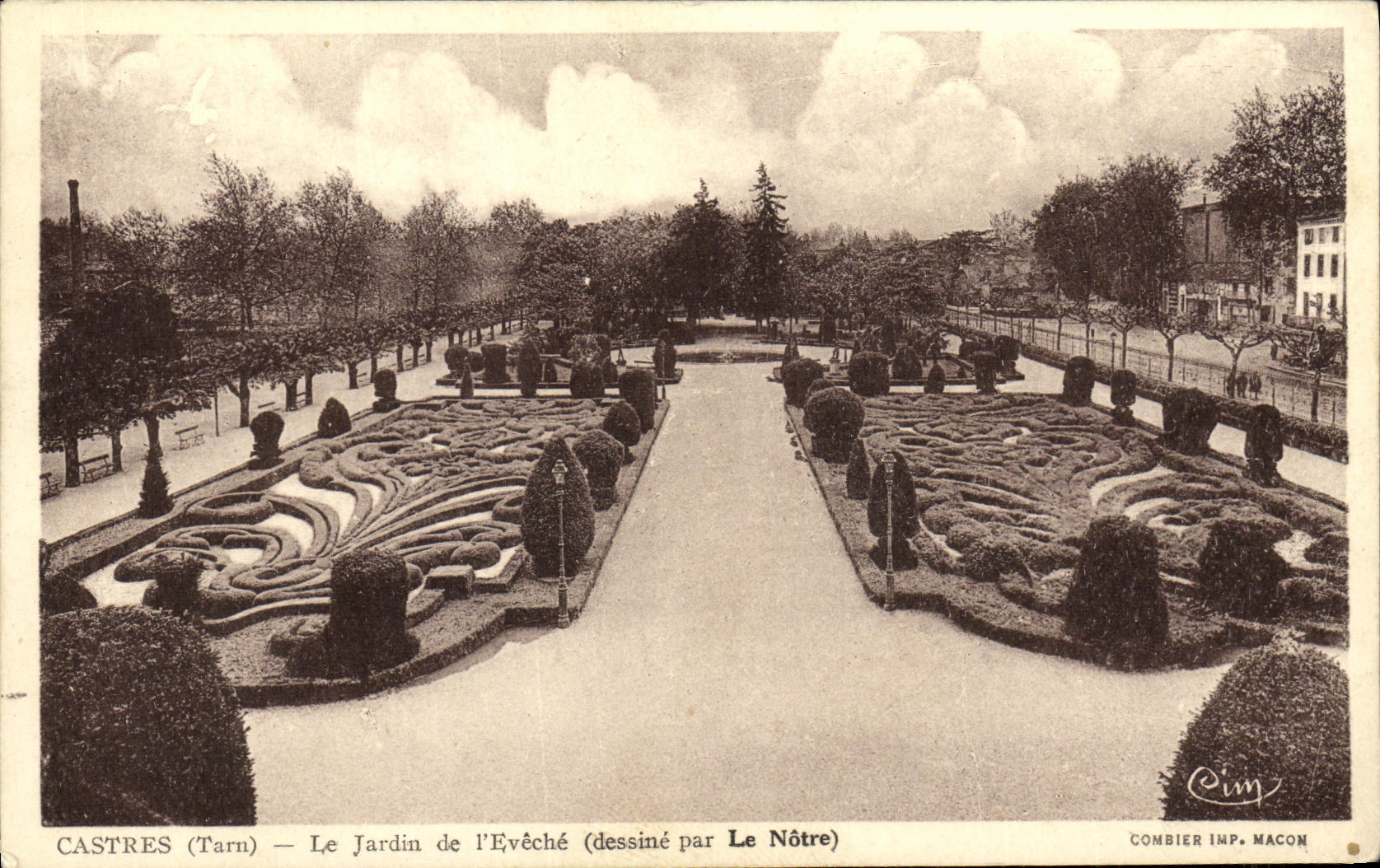 VINTAGE POSTCARD Castres the Garden of L Eveche draws by ours