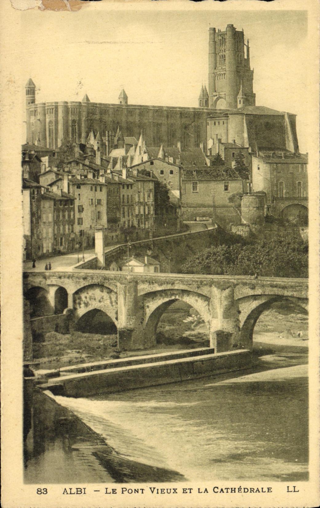 POSTAL Albi de la VENDIMIA la catedral el puente viejo