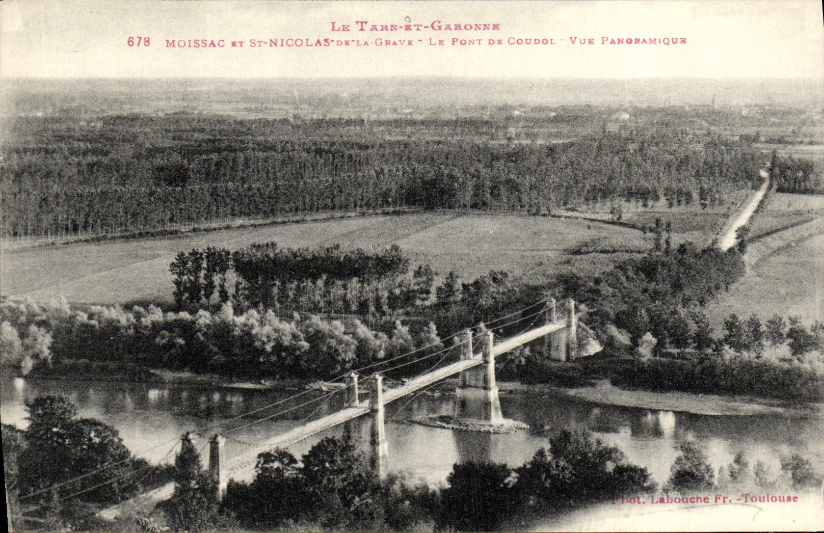 VINTAGE POSTCARD Tarn and the Garonne Moissac and St Nicolas of the Low register the bridge of Coudol Panoramic View