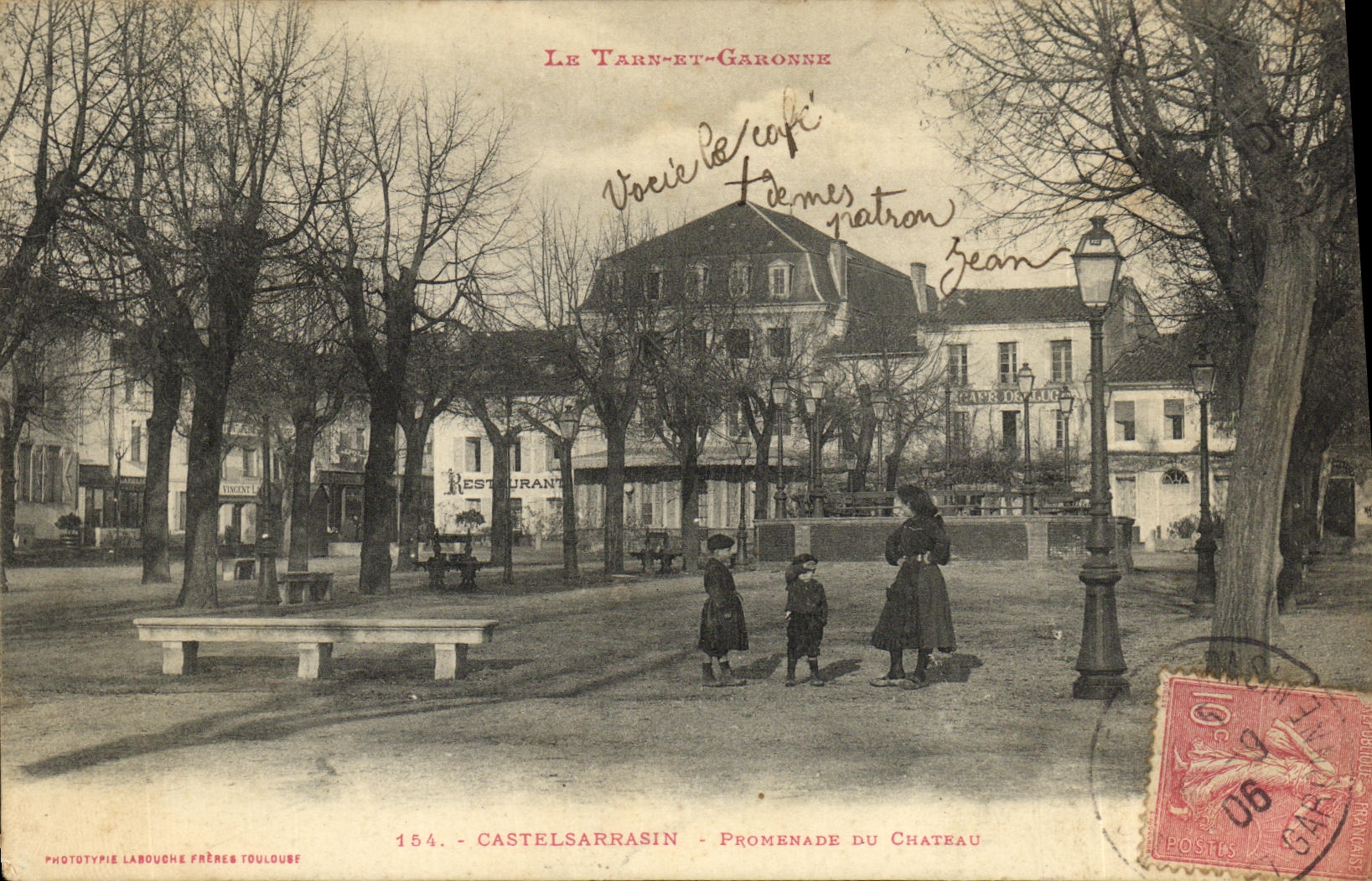 VINTAGE POSTCARD Castelsarrasin Walk of the castle