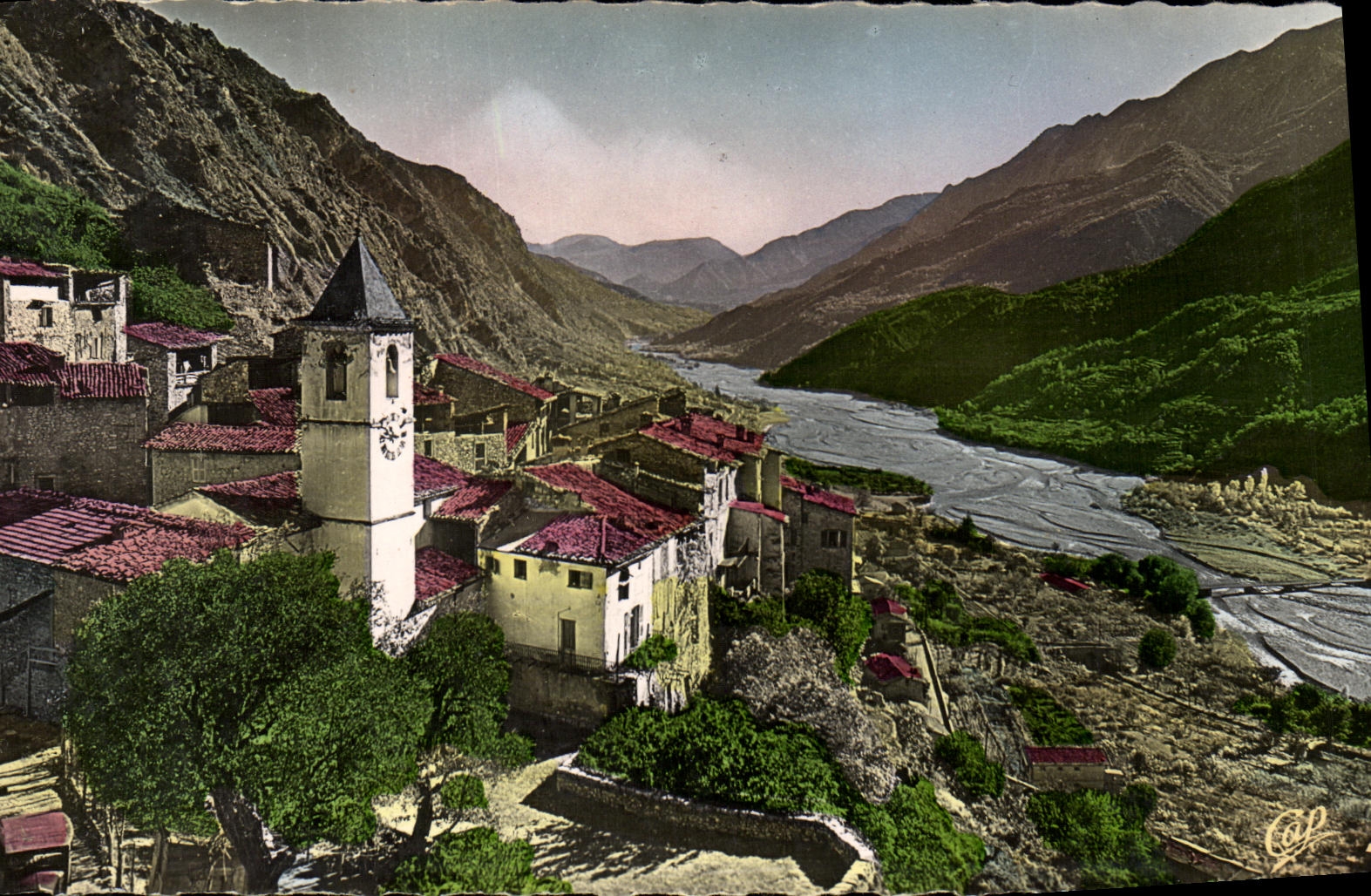 CPSM Haute Vallee Du Var Touet Sur Var Le Vieux Village et la vallee du Var