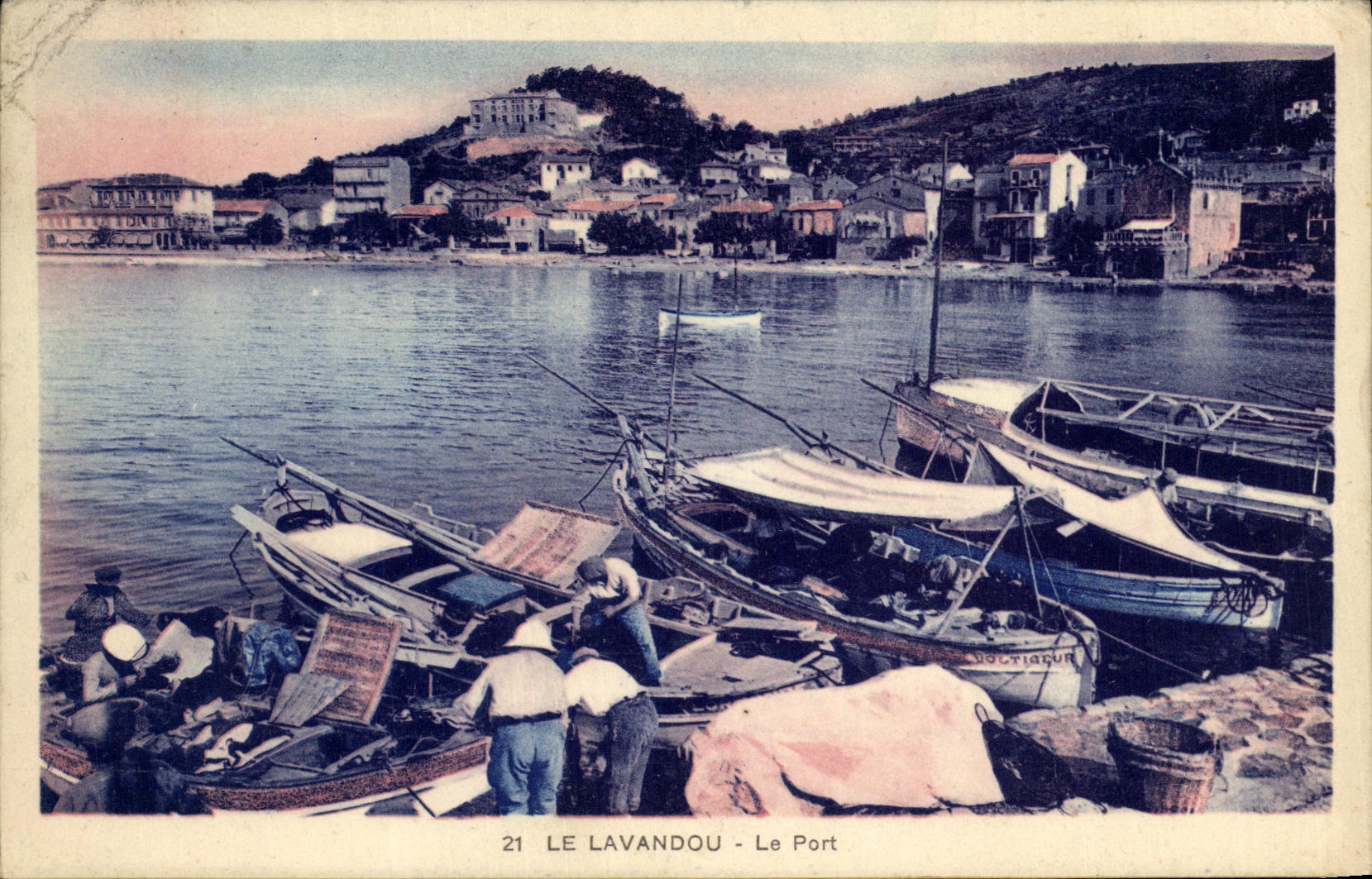 VINTAGE POSTCARD Lavandou the Port Boat