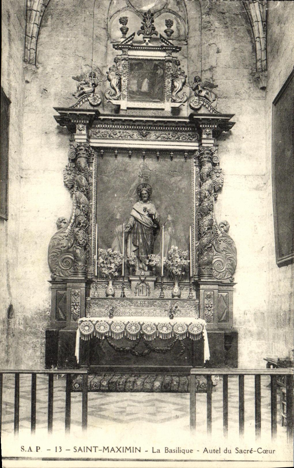 VINTAGE POSTCARD Sainte Maximin the Basilica Furnace bridge of the Sacring Heart