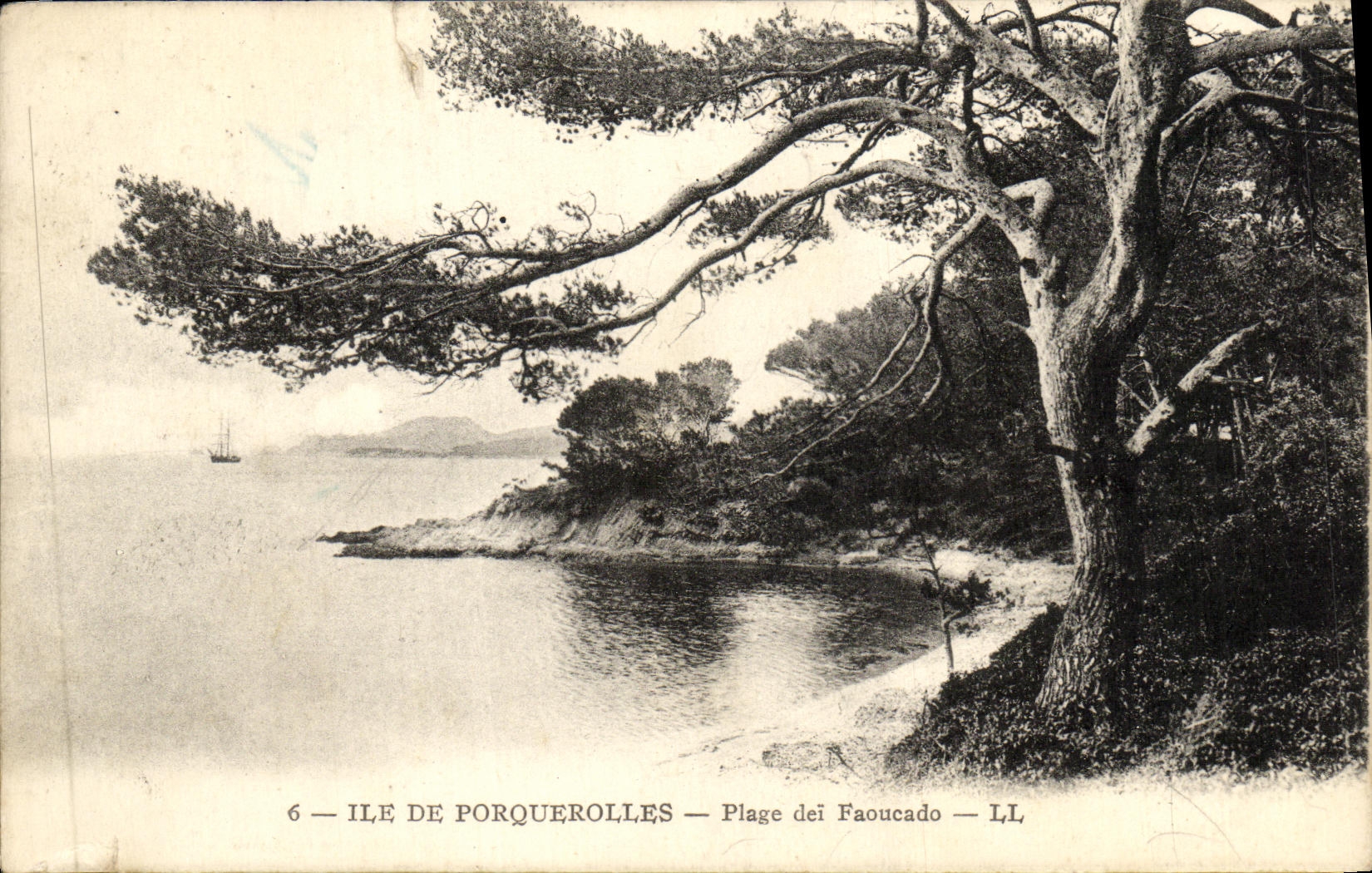 VINTAGE POSTCARD Island De Porquerolles Beach dei Faoucado