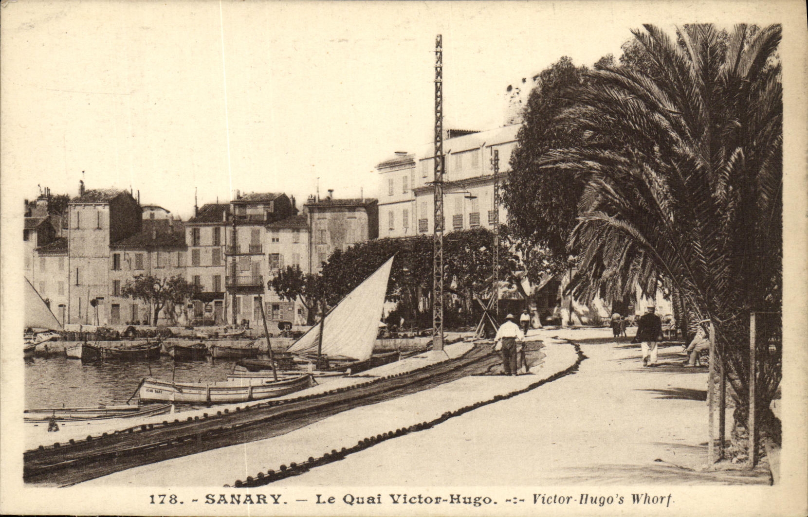 VINTAGE POSTCARD Sanary the Quay Victor Hugo Boats