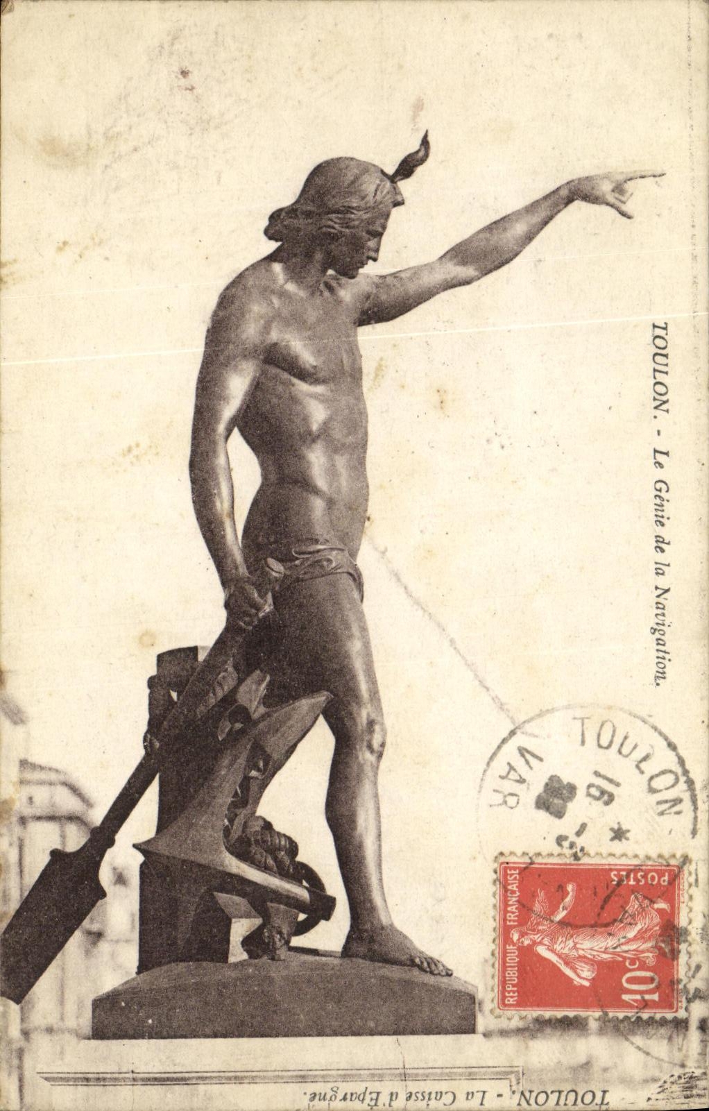 VINTAGE POSTCARD Toulon Genius of Navigalion