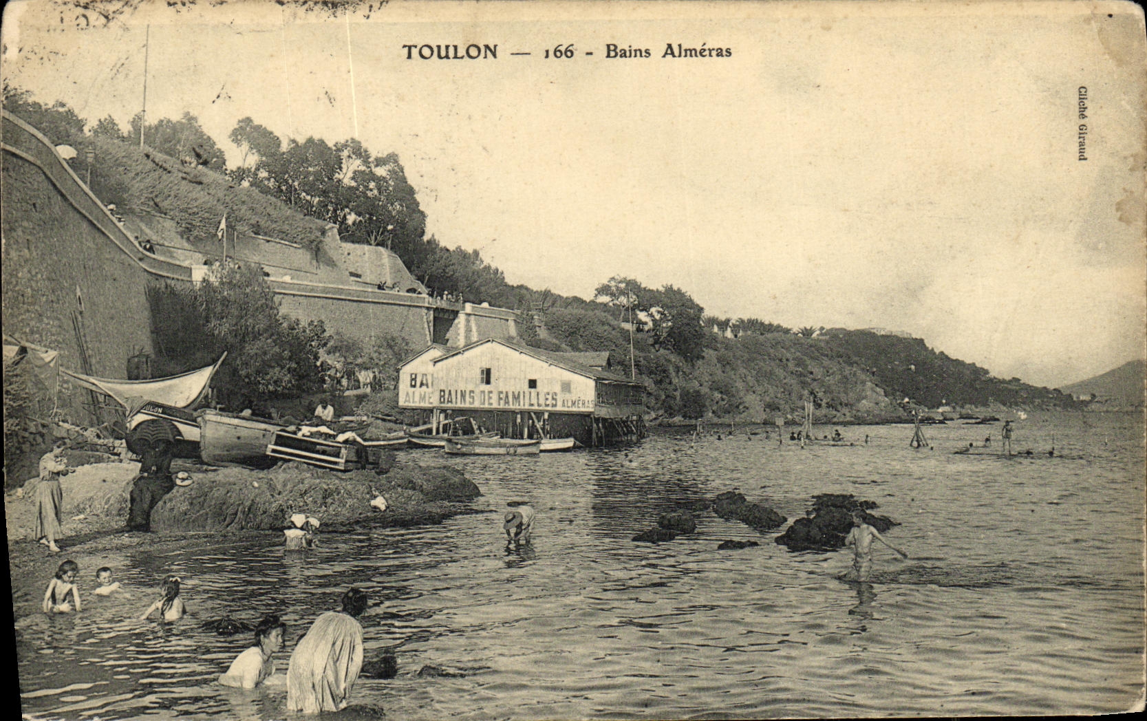 VINTAGE POSTCARD Toulon Almeras Baths