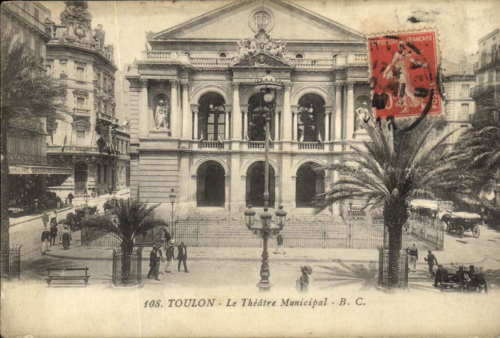 VINTAGE POSTCARD Toulon the Municipal Theater