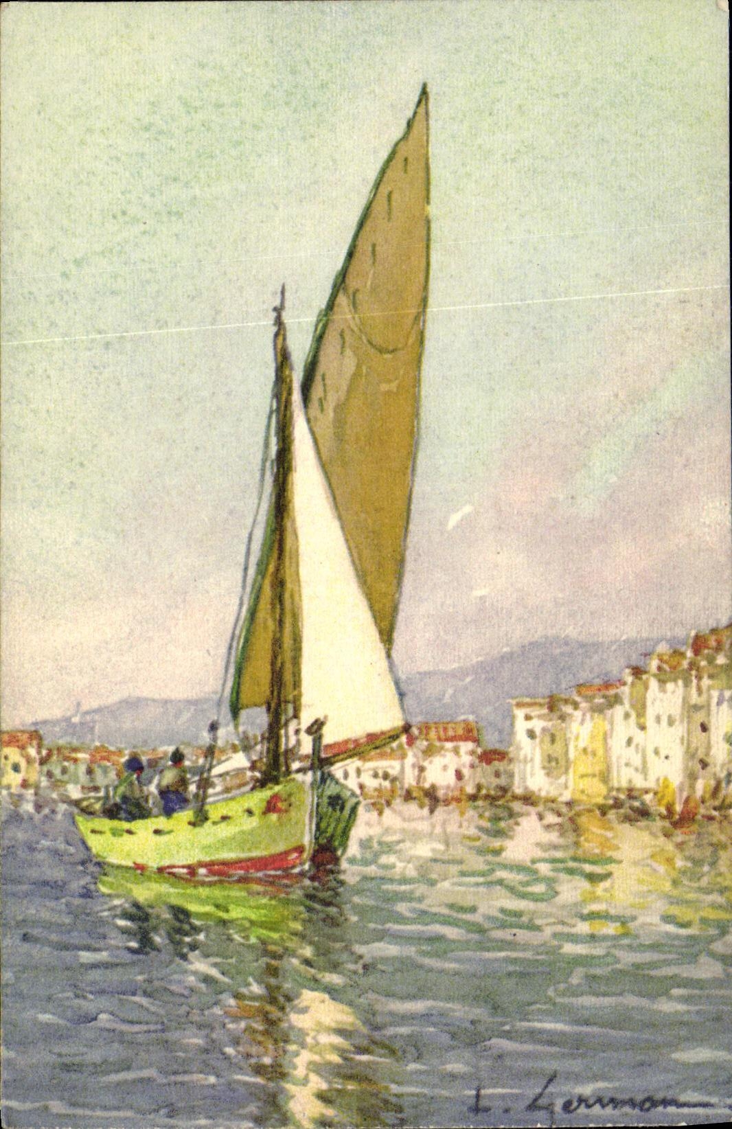 VINTAGE POSTCARD Toulon the Old Wet dock Boat