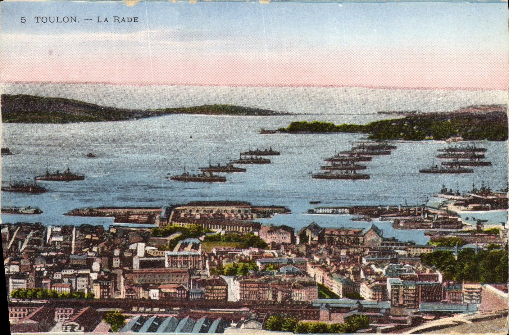 VINTAGE POSTCARD Toulon the Roads Boats