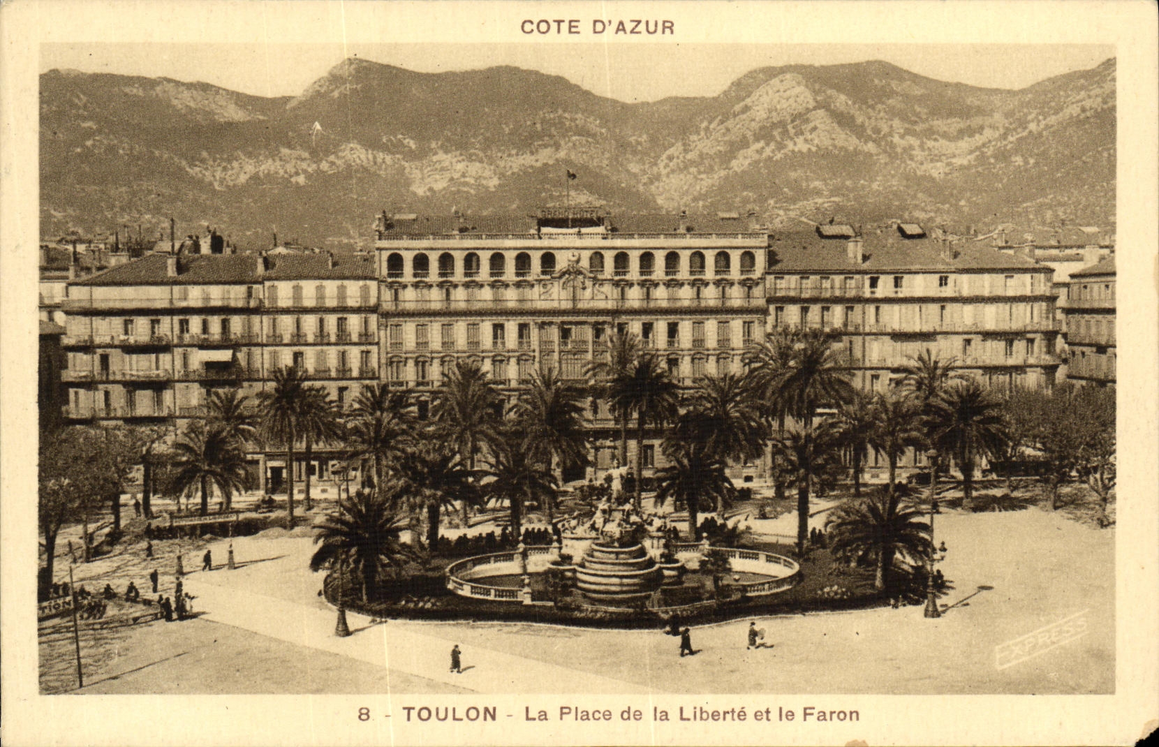VINTAGE POSTCARD Toulon the Place of Freedom and Faron