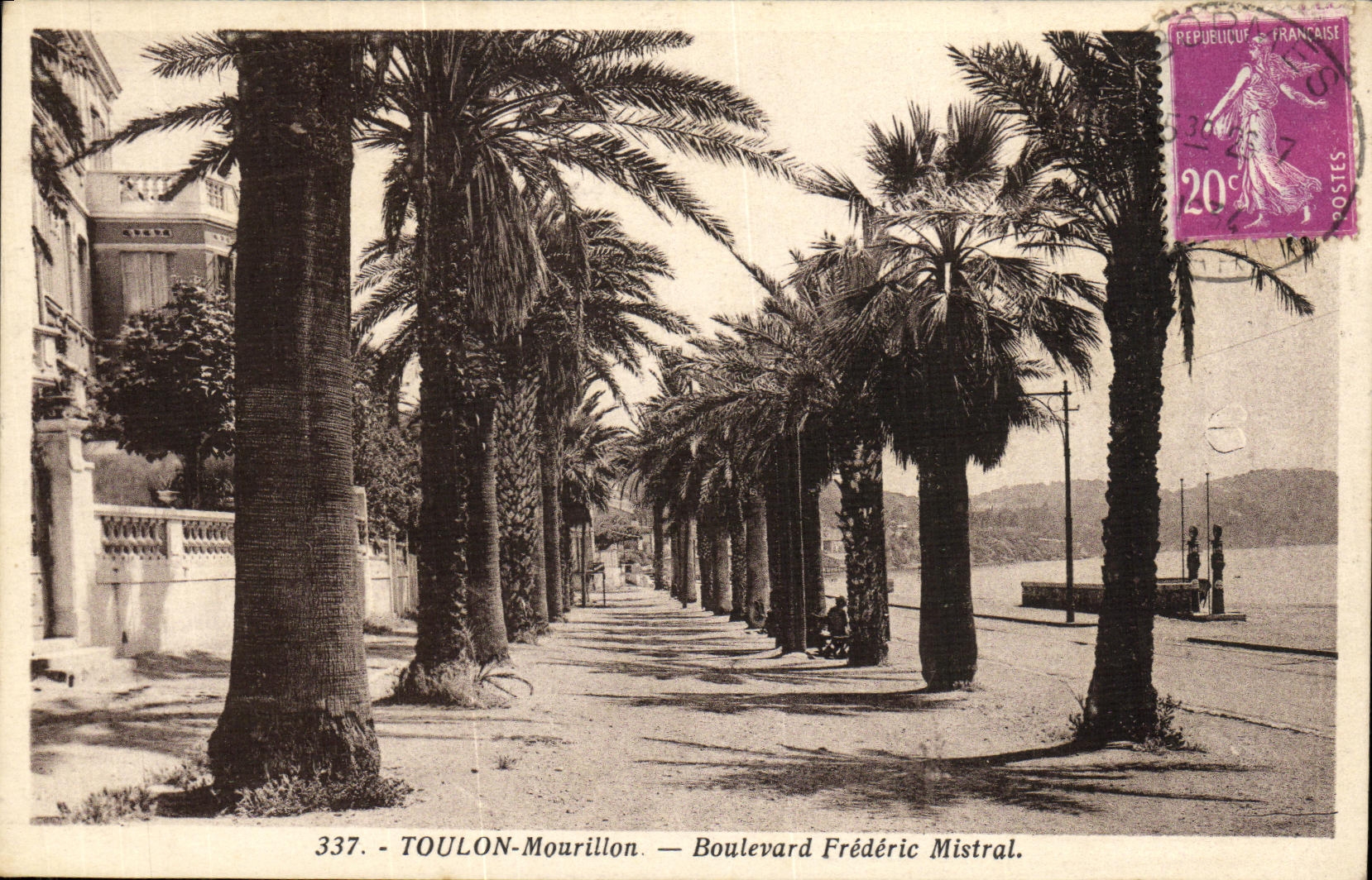VINTAGE POSTCARD ToulonLe Mourillon Boulevard Frederic Mistral