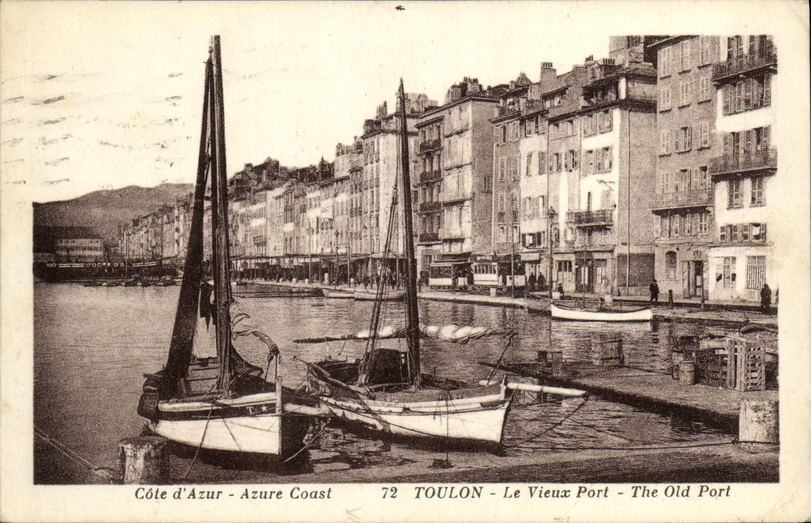 VINTAGE POSTCARD Toulon the Old port Boats