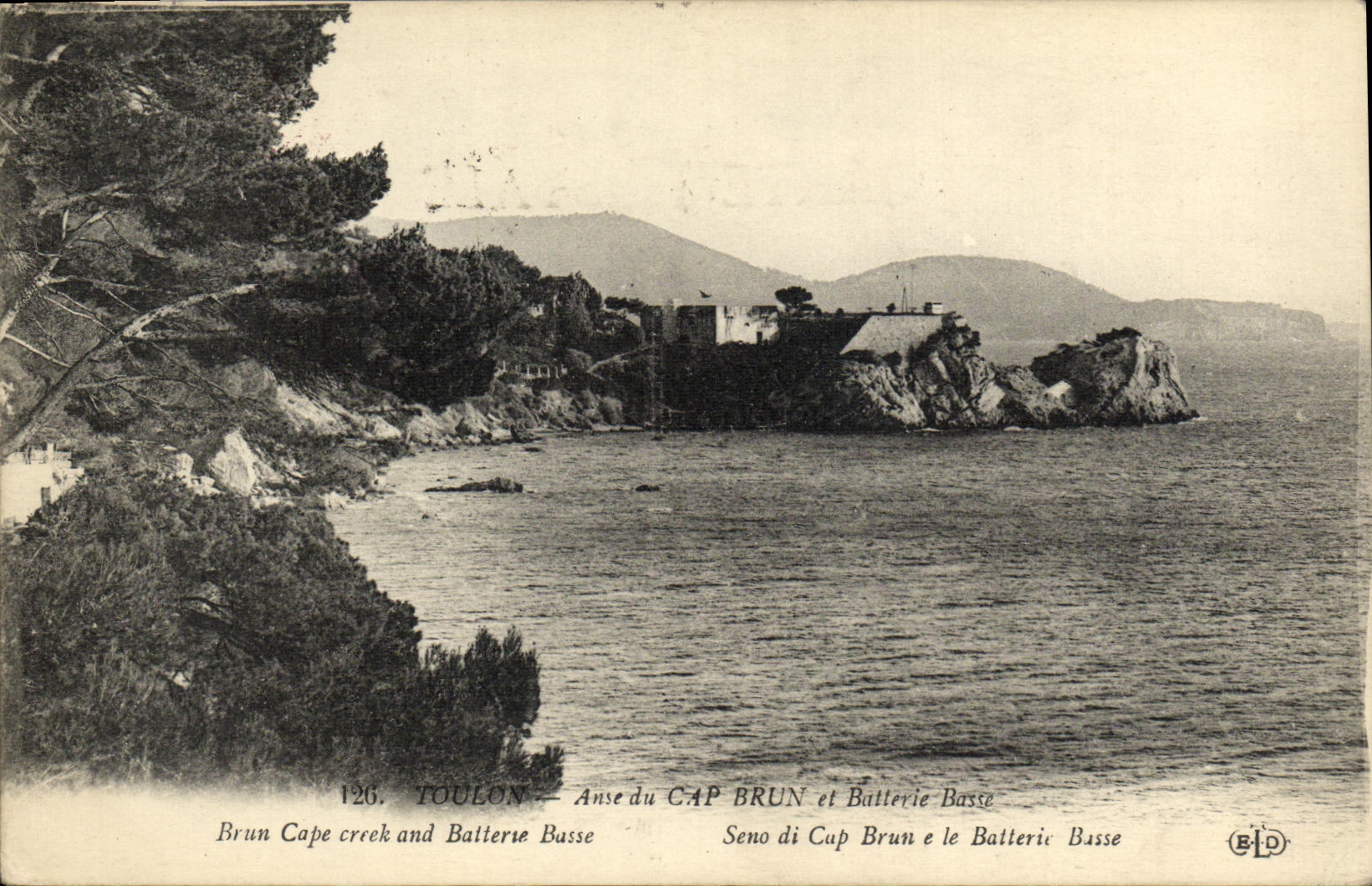 VINTAGE POSTCARD Toulon Handle of the Brown Cape and Battery Bases