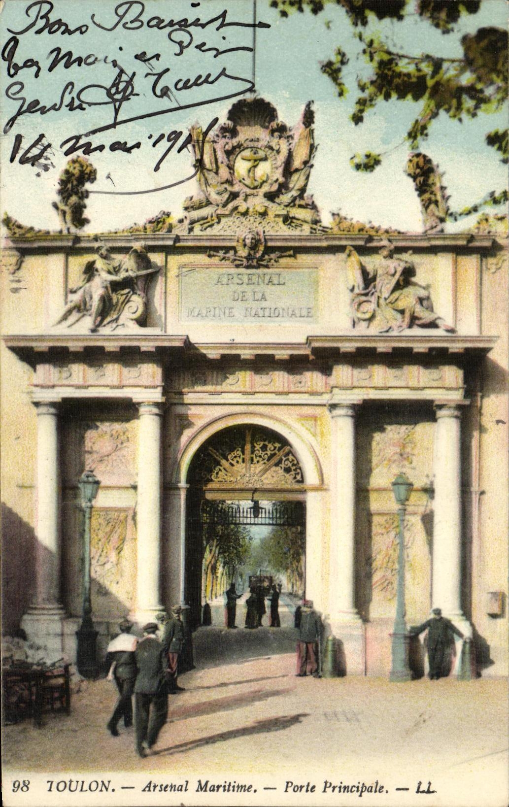 VINTAGE POSTCARD Maritime Toulon Arsenal Carries Principal Militaria