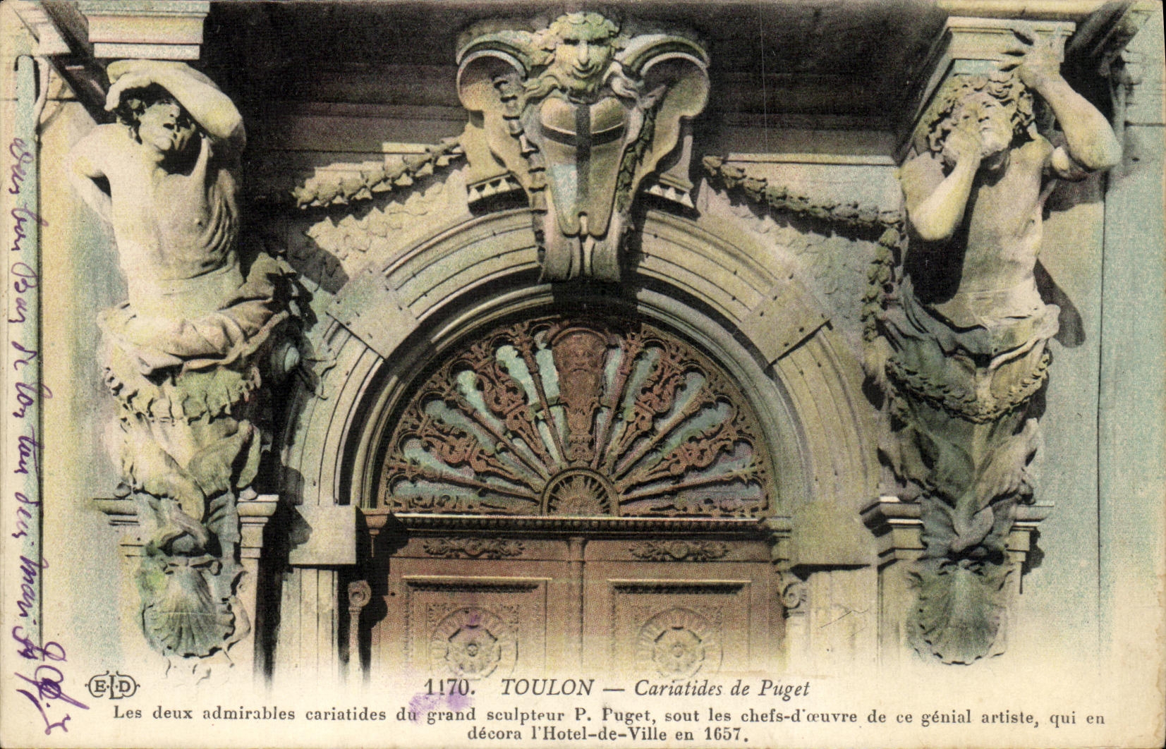 VINTAGE POSTCARD Toulon Caryatids of Puget