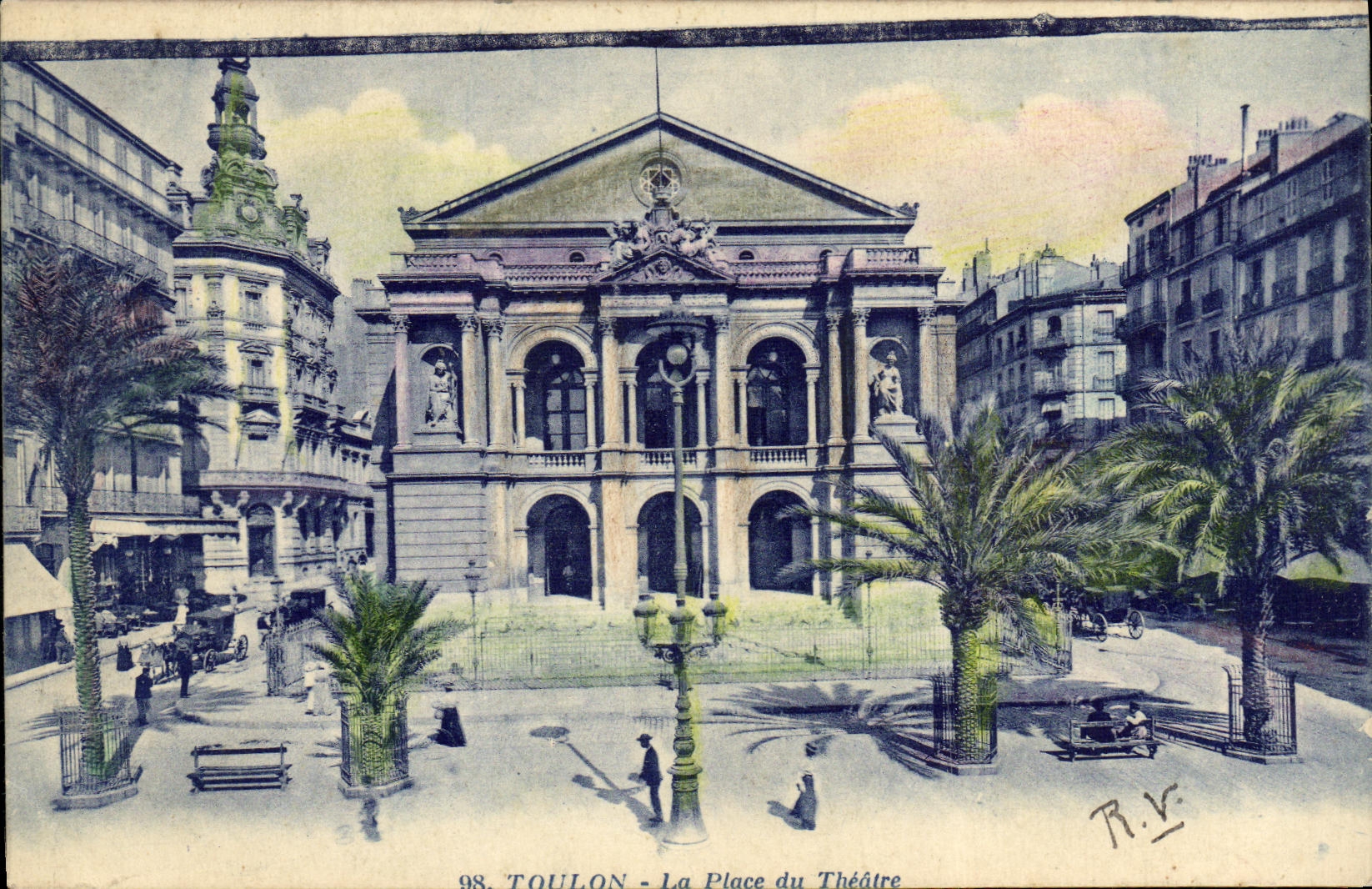 VINTAGE POSTCARD Toulon the Place of the Theater