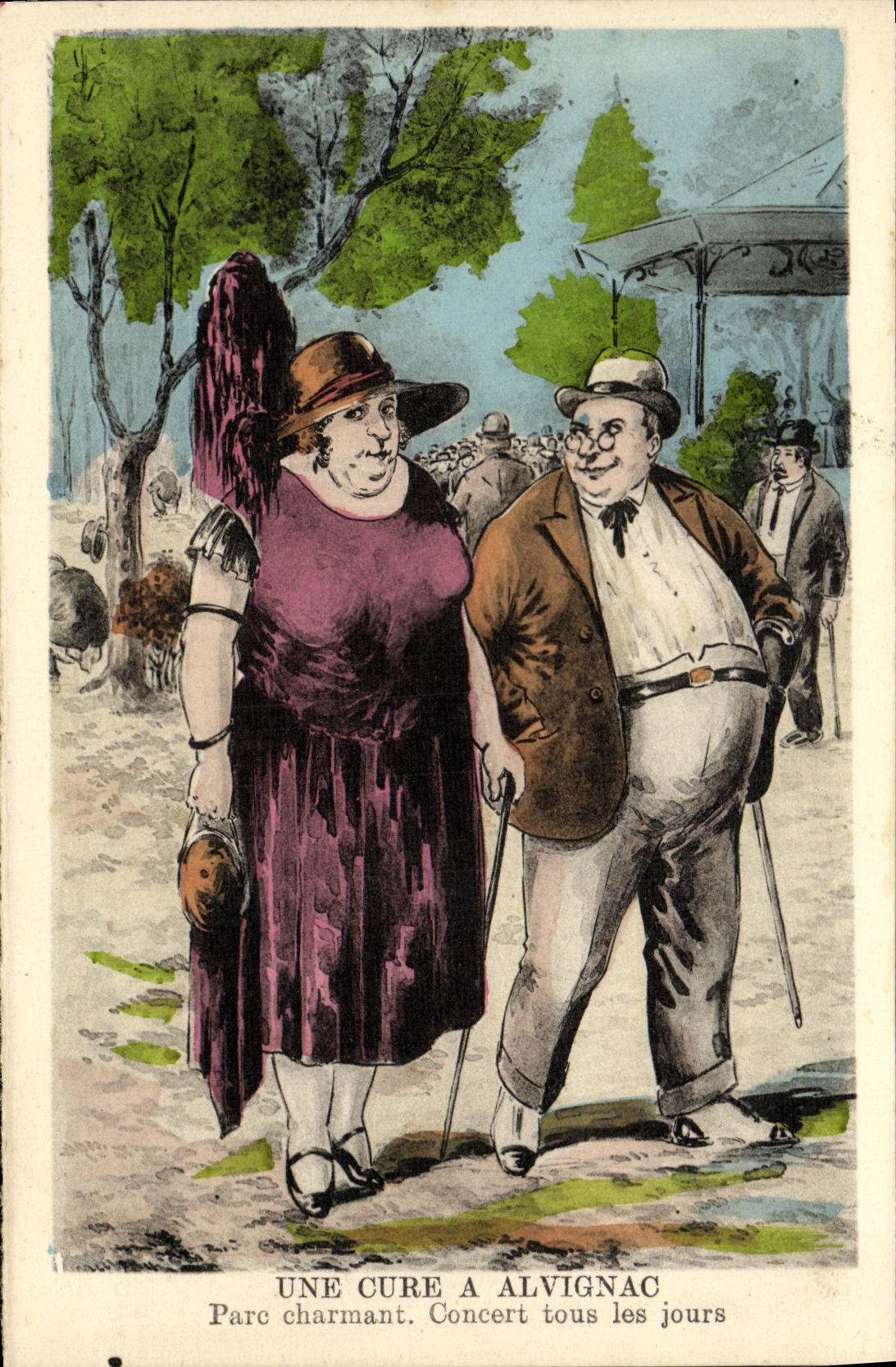 VINTAGE POSTCARD a Cure has Alvignac Parc Charinant Concert the every Day