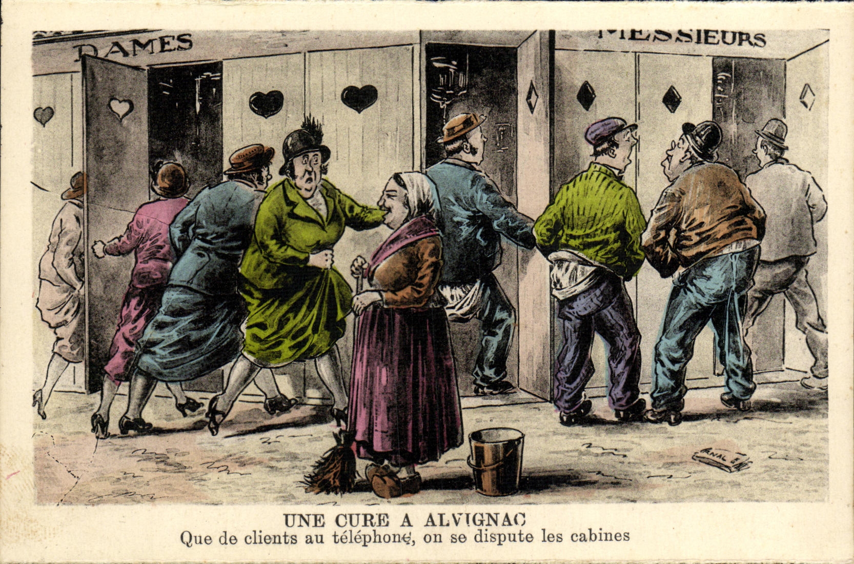 VINTAGE POSTCARD a Cure has Alvignac That customers on the telephone one disputes them