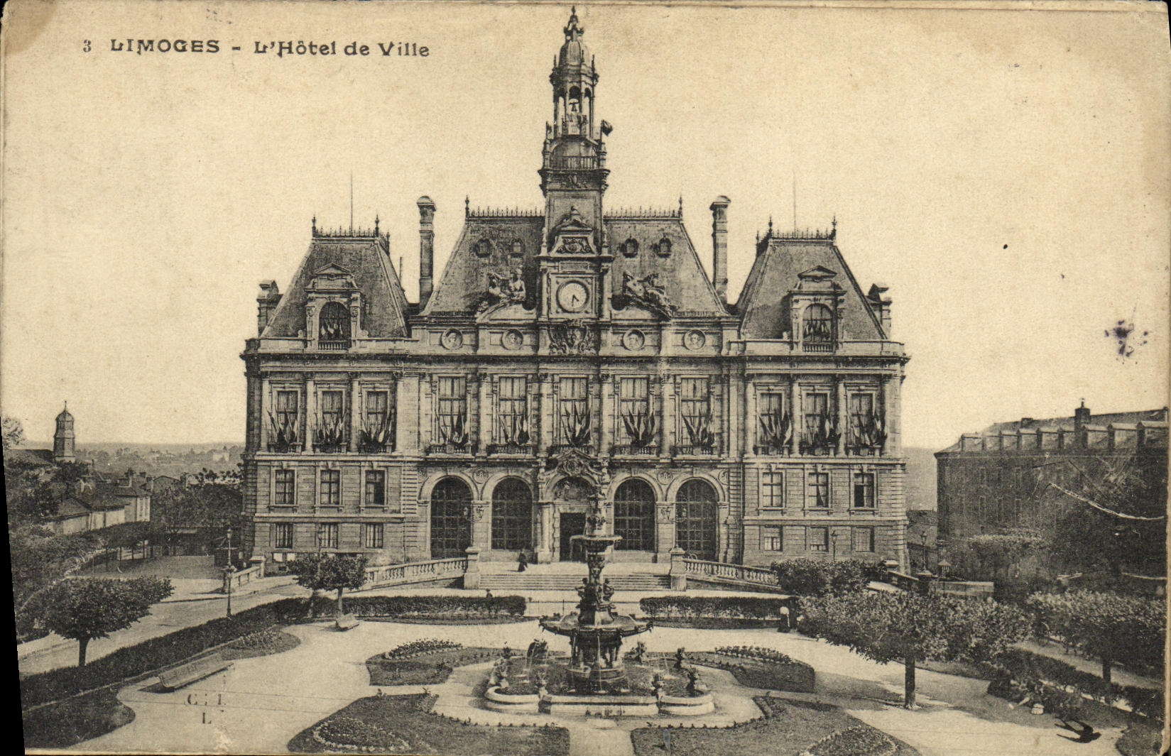 VINTAGE POSTCARD Limoges L Town hall