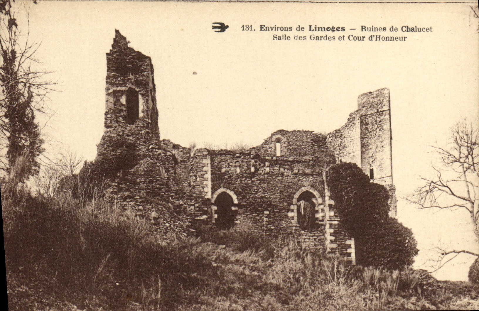 VINTAGE POSTCARD Limoges Ruins of Chalucet Room of the Guards and Court D Honor