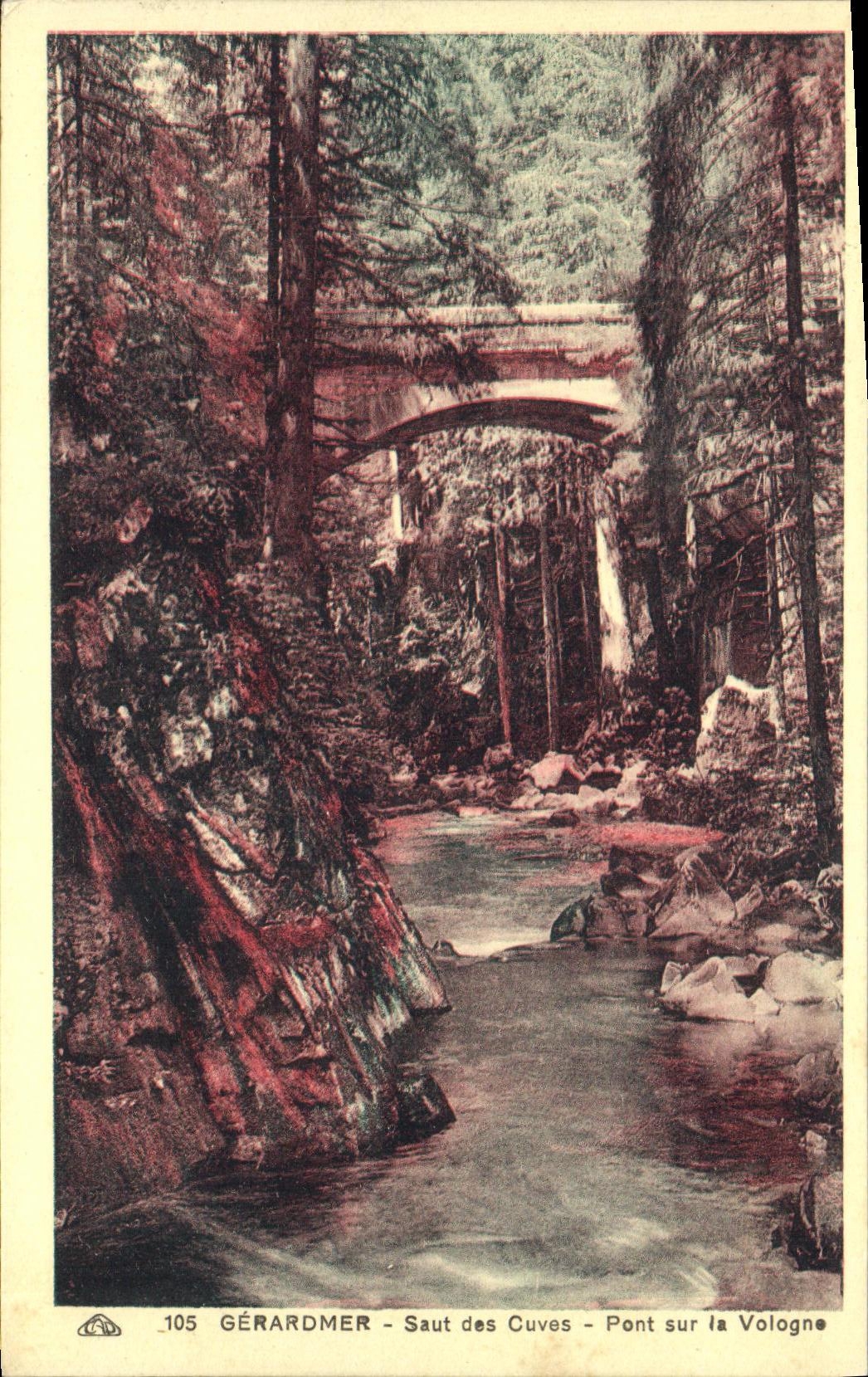 VINTAGE POSTCARD Gerardmer Jump of the Tanks Bridge on Vologne