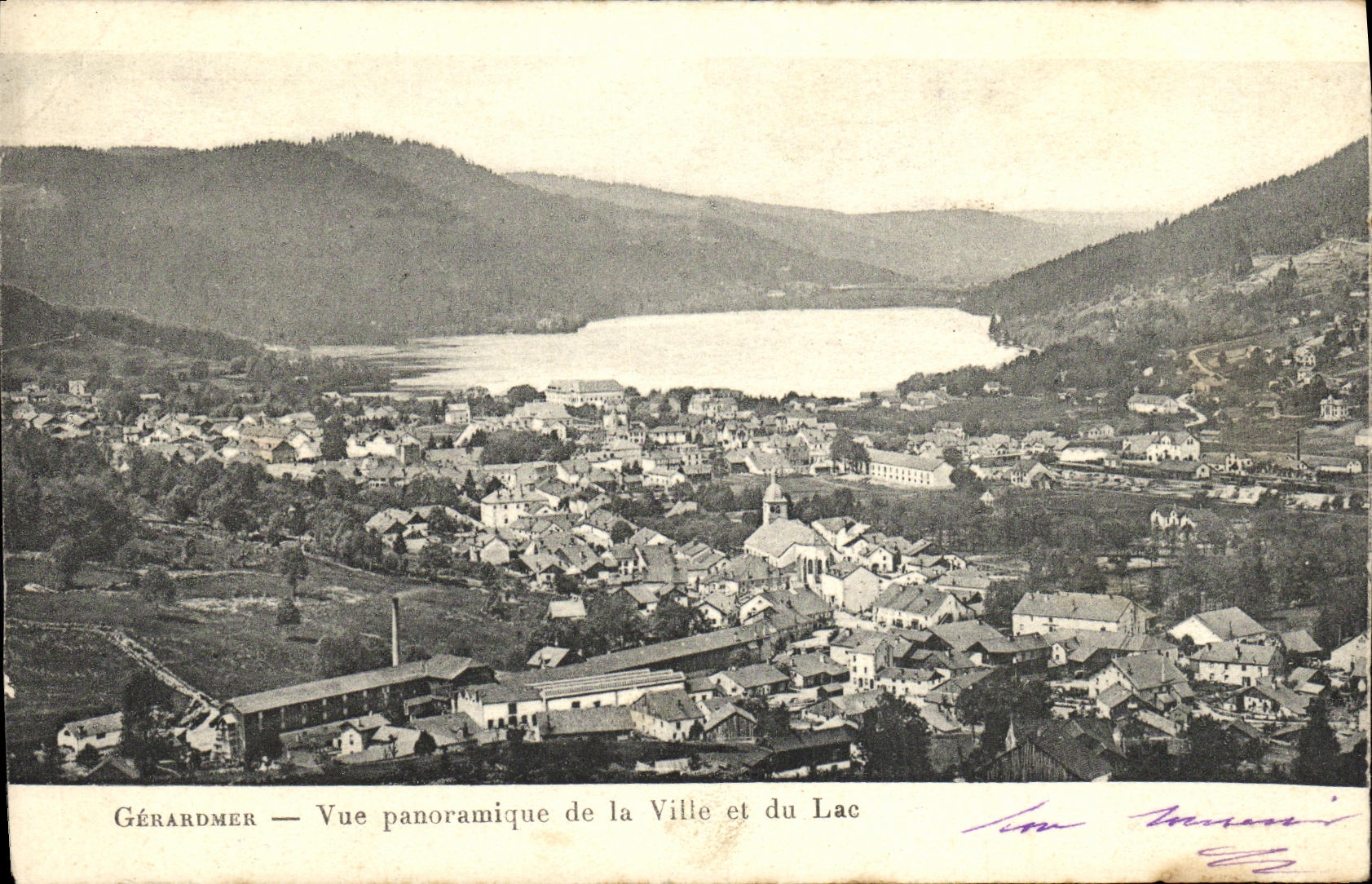 VINTAGE POSTCARD Gerardmer Panoramic View of the City and the Lake