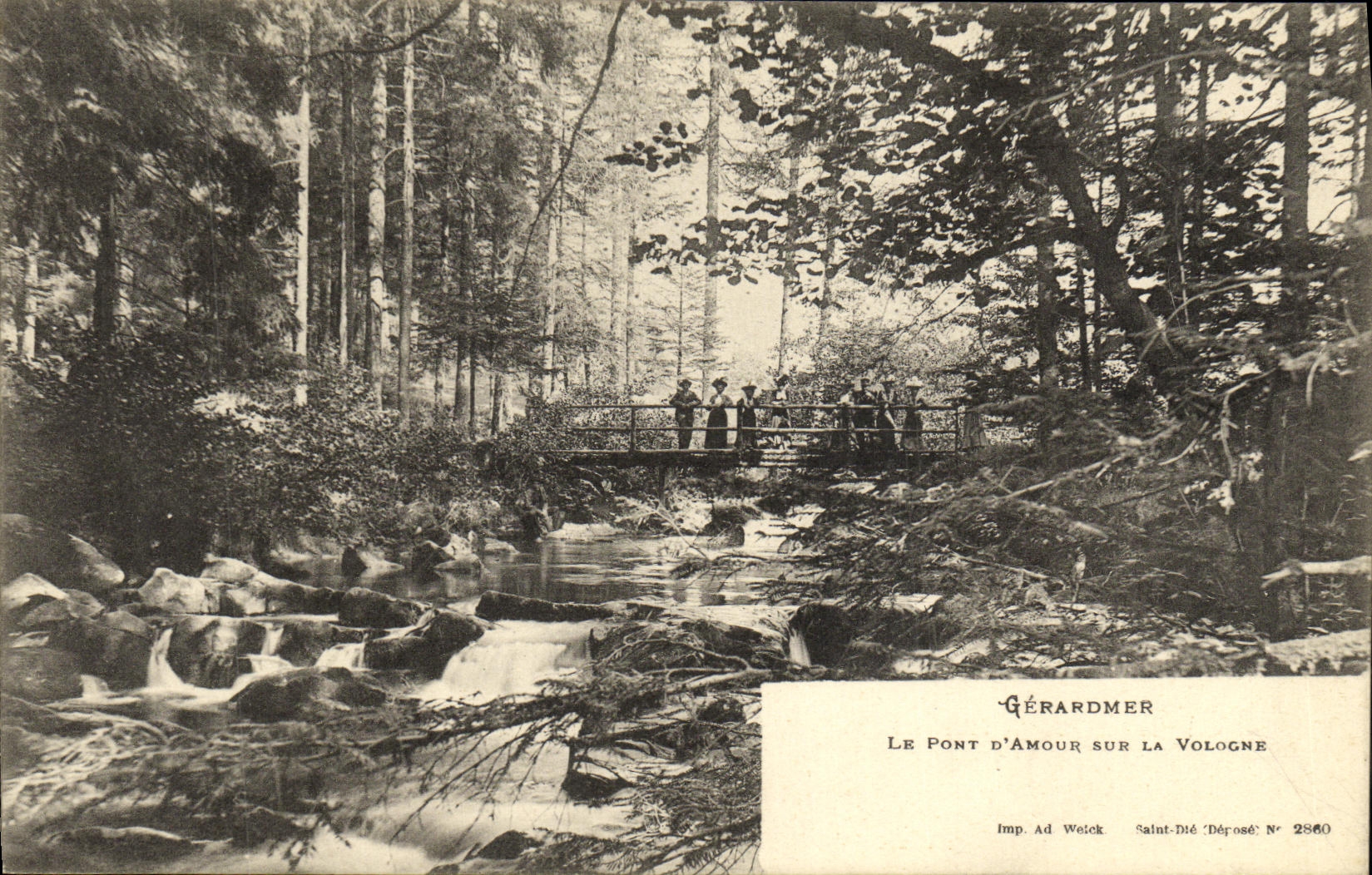 VINTAGE POSTCARD Gerardmer the Bridge D Love on Vologne
