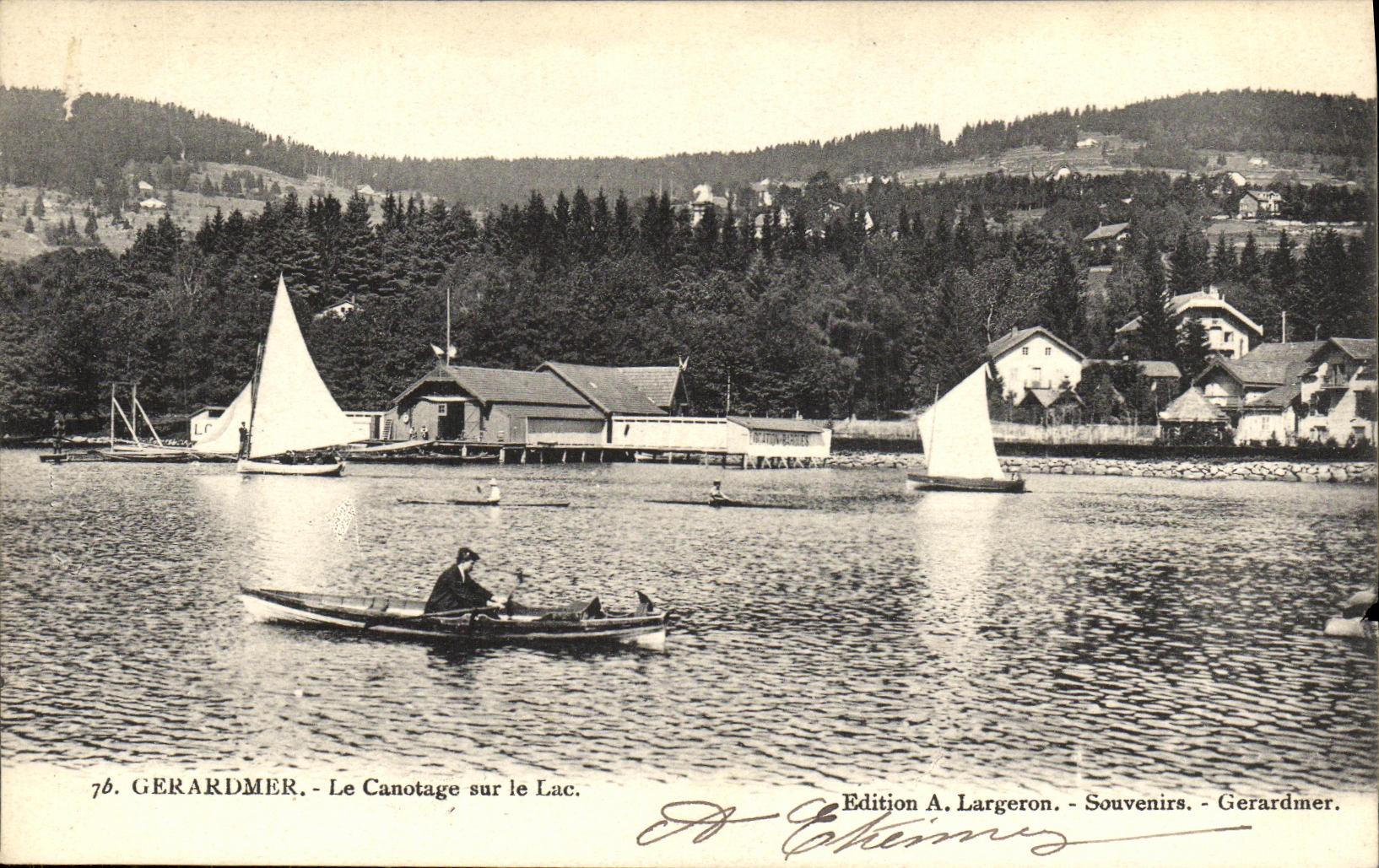 VINTAGE POSTCARD Gerardmer Canoeing on the Lake