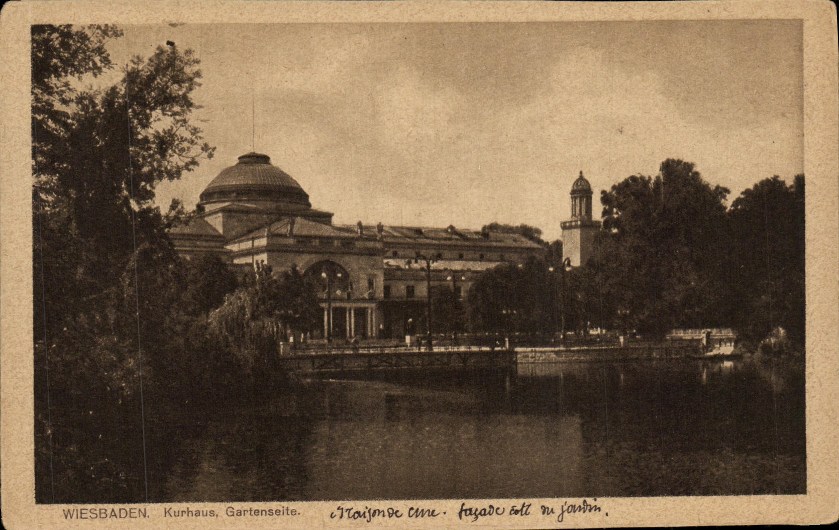 VINTAGE POSTCARD Wiesbaden Kurhaus Gartenseite