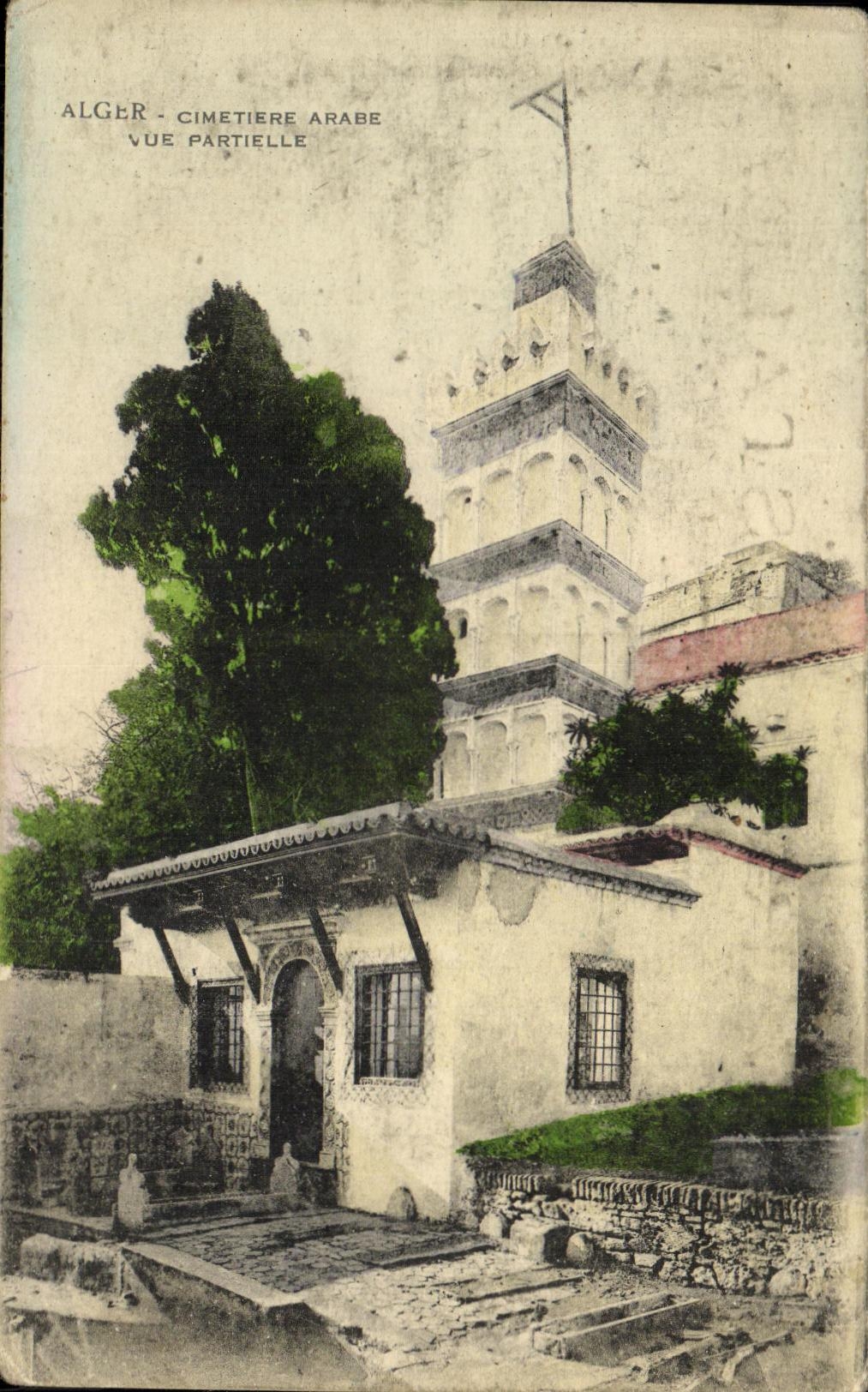 Parcial vista cementerio arabe de Argel de la POSTAL de la VENDIMIA